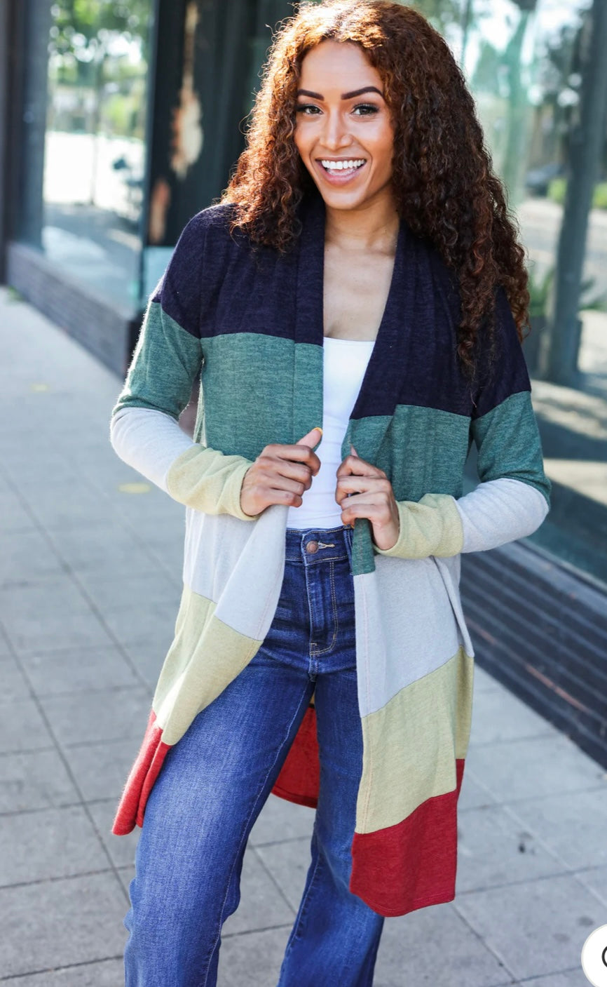 Multi Color Block Cardigan