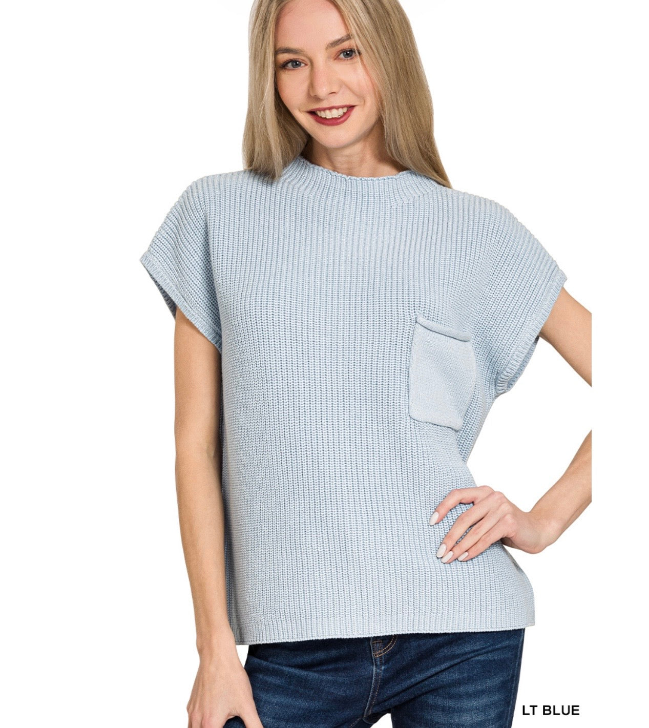 MOCK NECK SHORT SLEEVE SWEATER