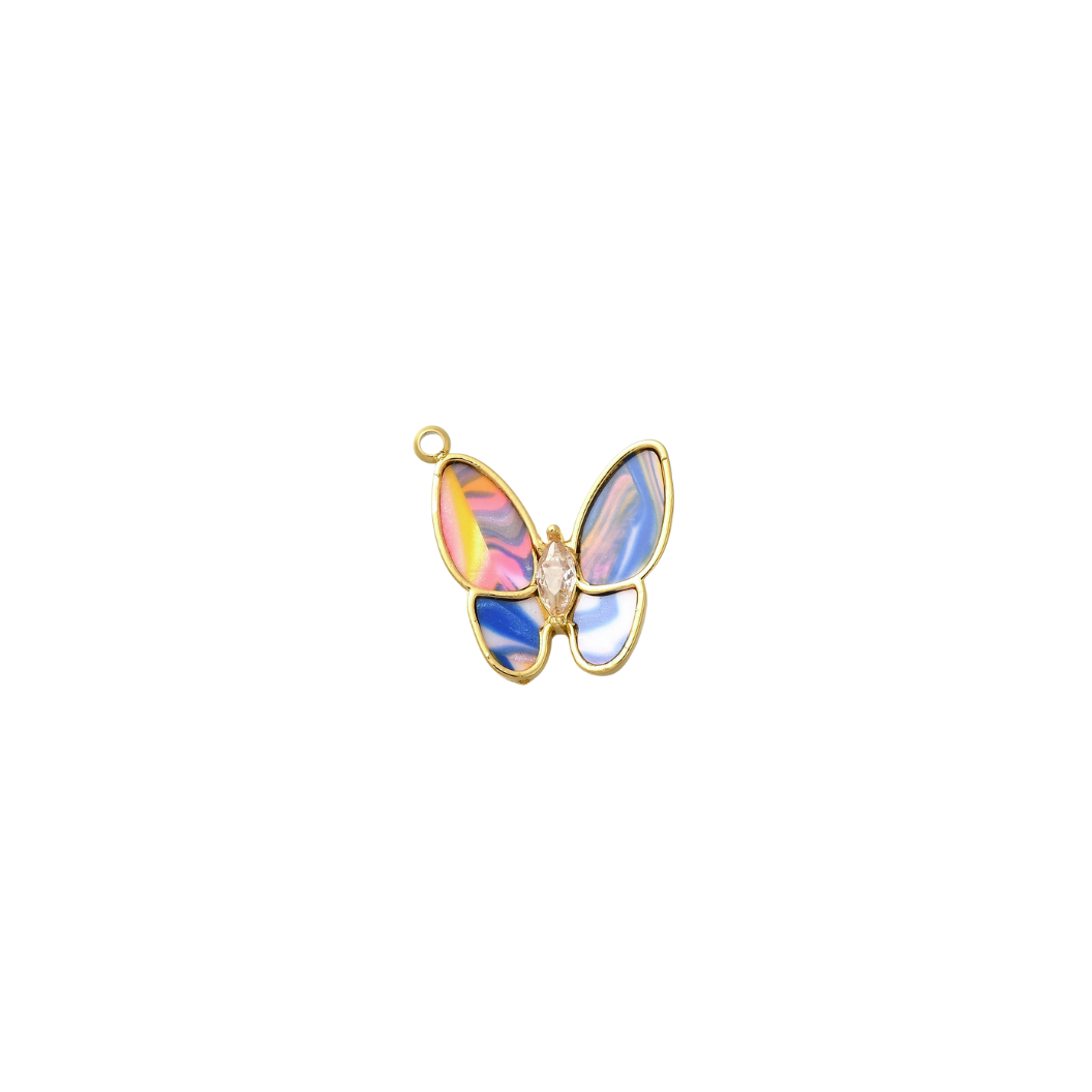 TCB Gold Pastel Butterfly Charm