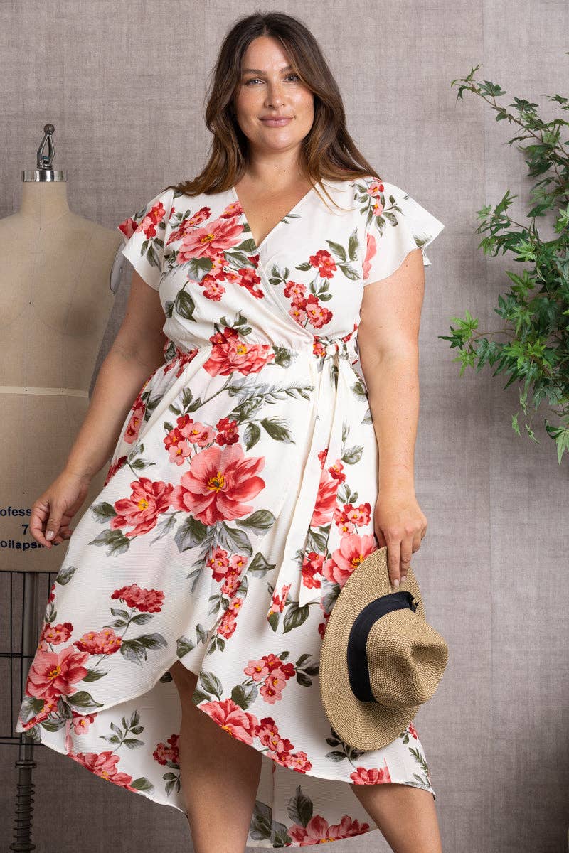 IVORY HAILEY FLORAL PRINT PLUS SIZE MAXI DRESS