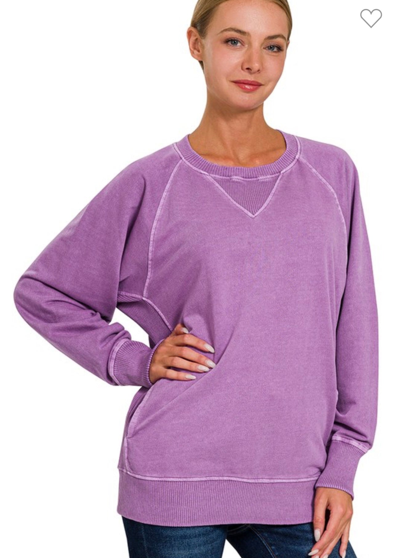 Pigment Dyed French Terry Pullover With Pockets in