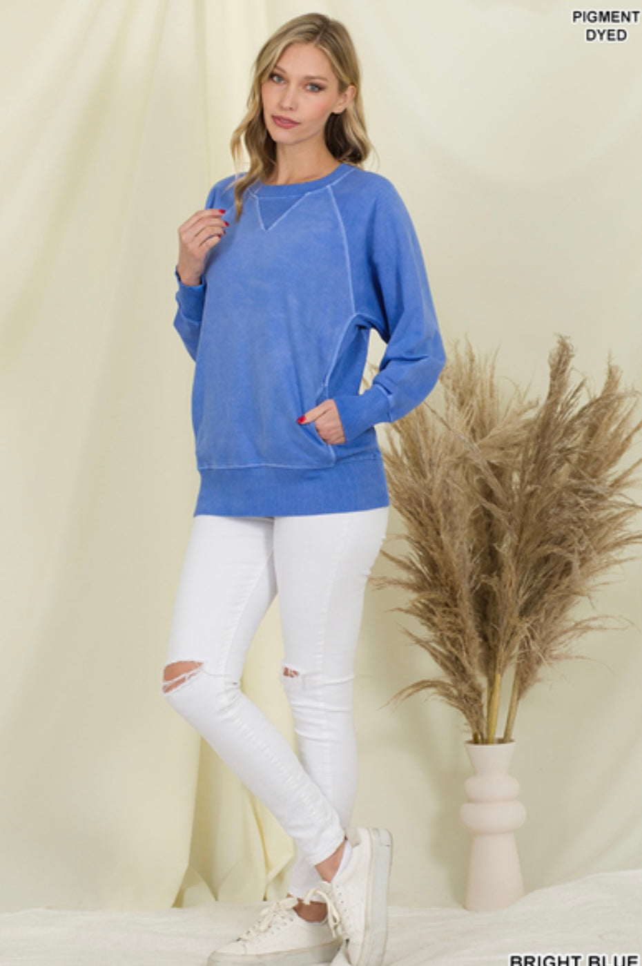 Pigment Dyed French Terry Pullover With Pockets in