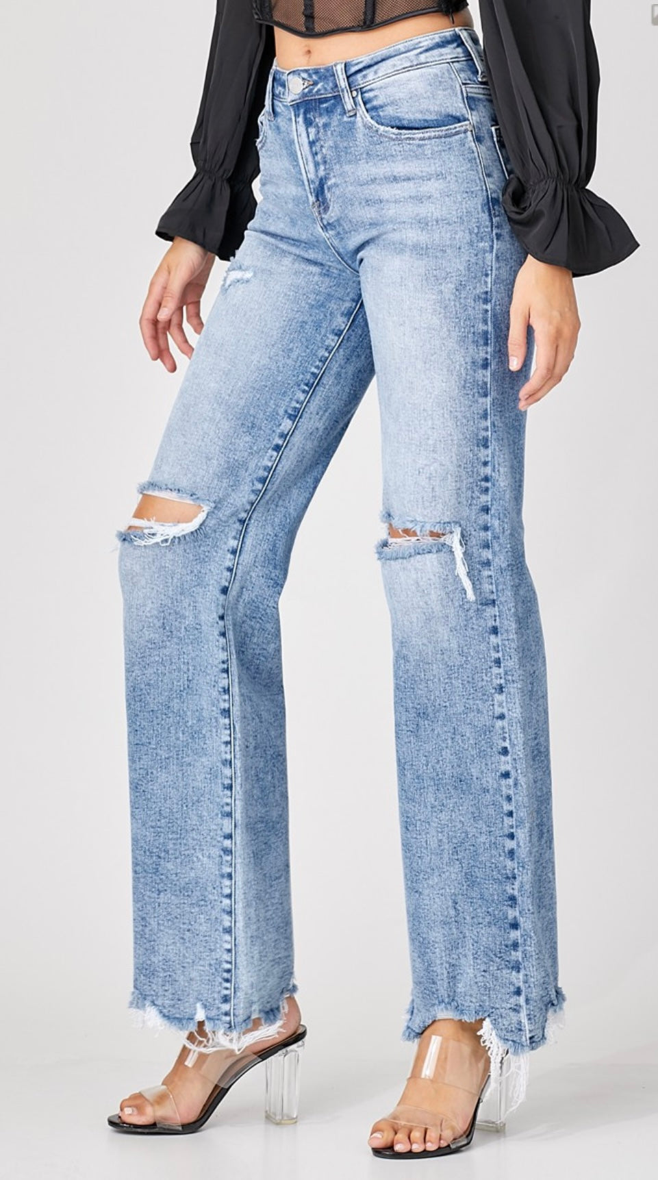 Risen HR Wide Leg Acid Wash Jean