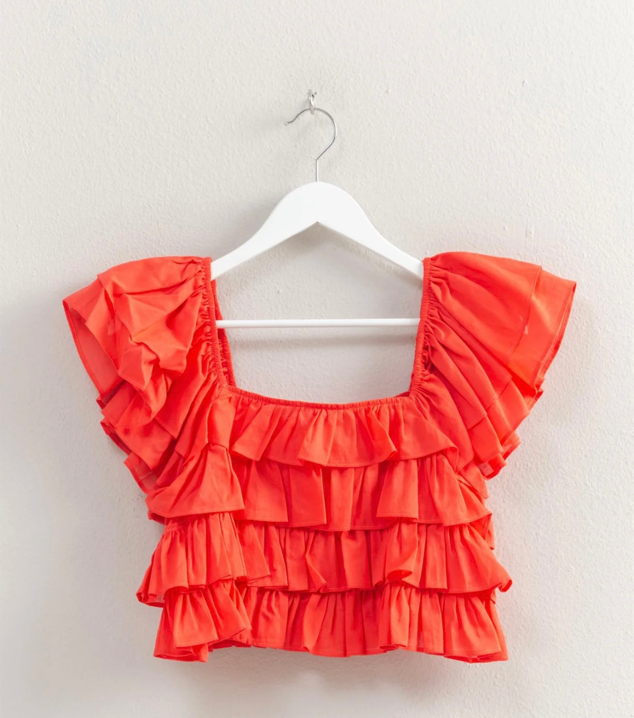 Cotton Voile Ruffle Crop Blouse