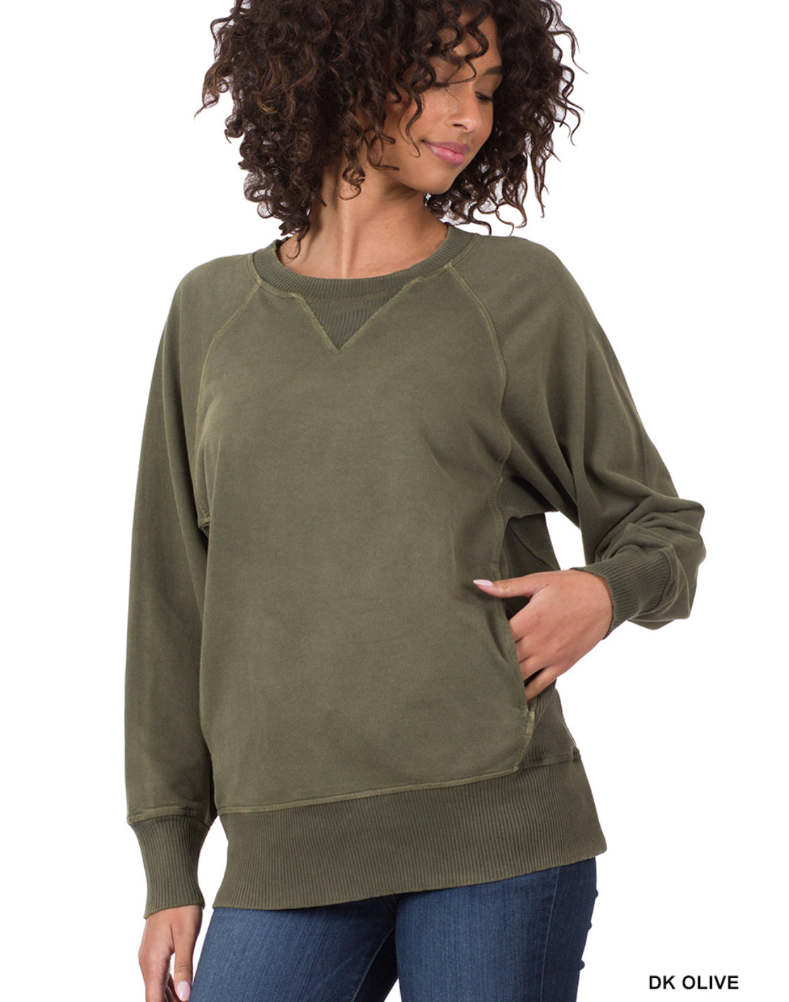 Pigment Dyed French Terry Pullover With Pockets