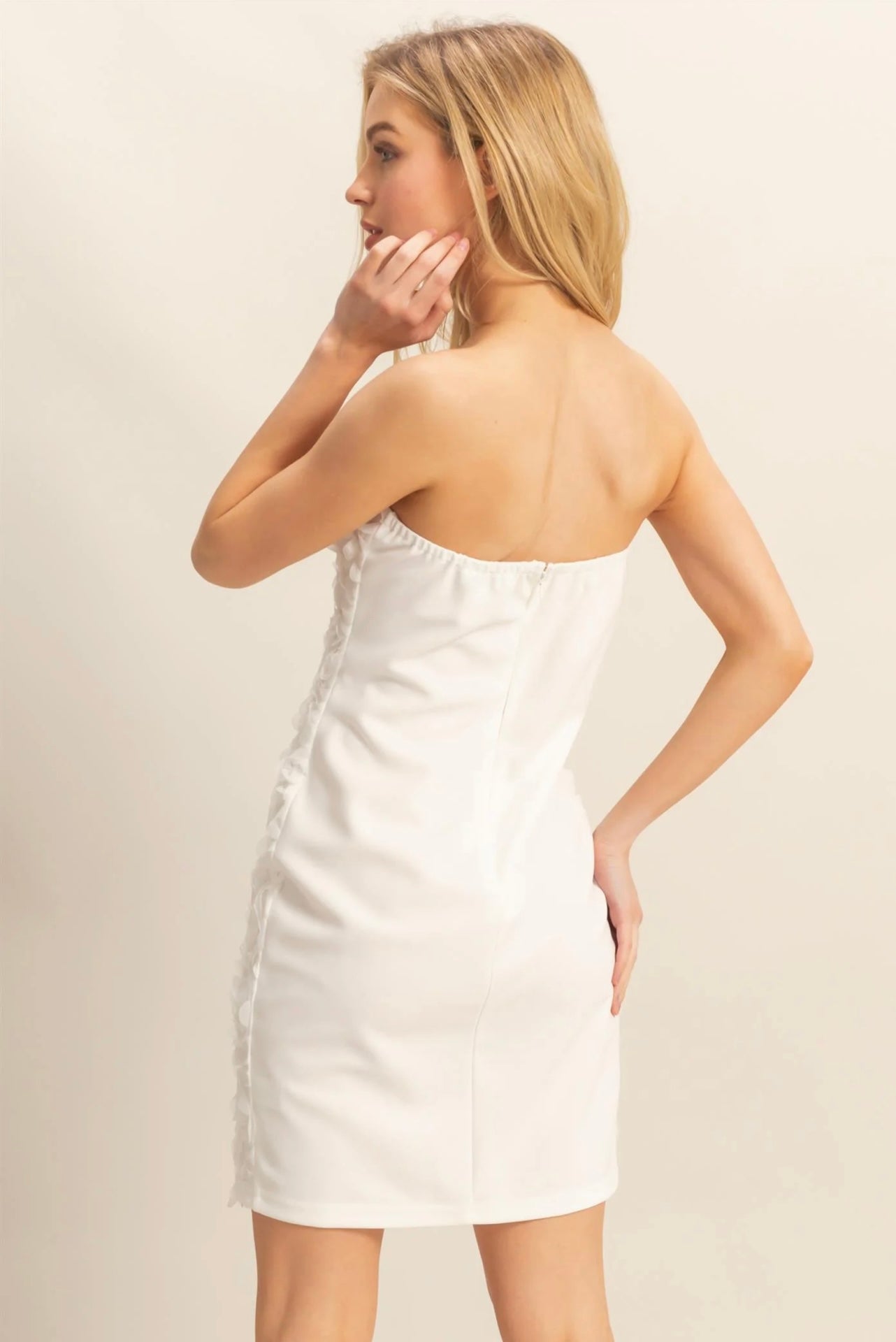 Rosette Strapless Bodycon Mini Dress