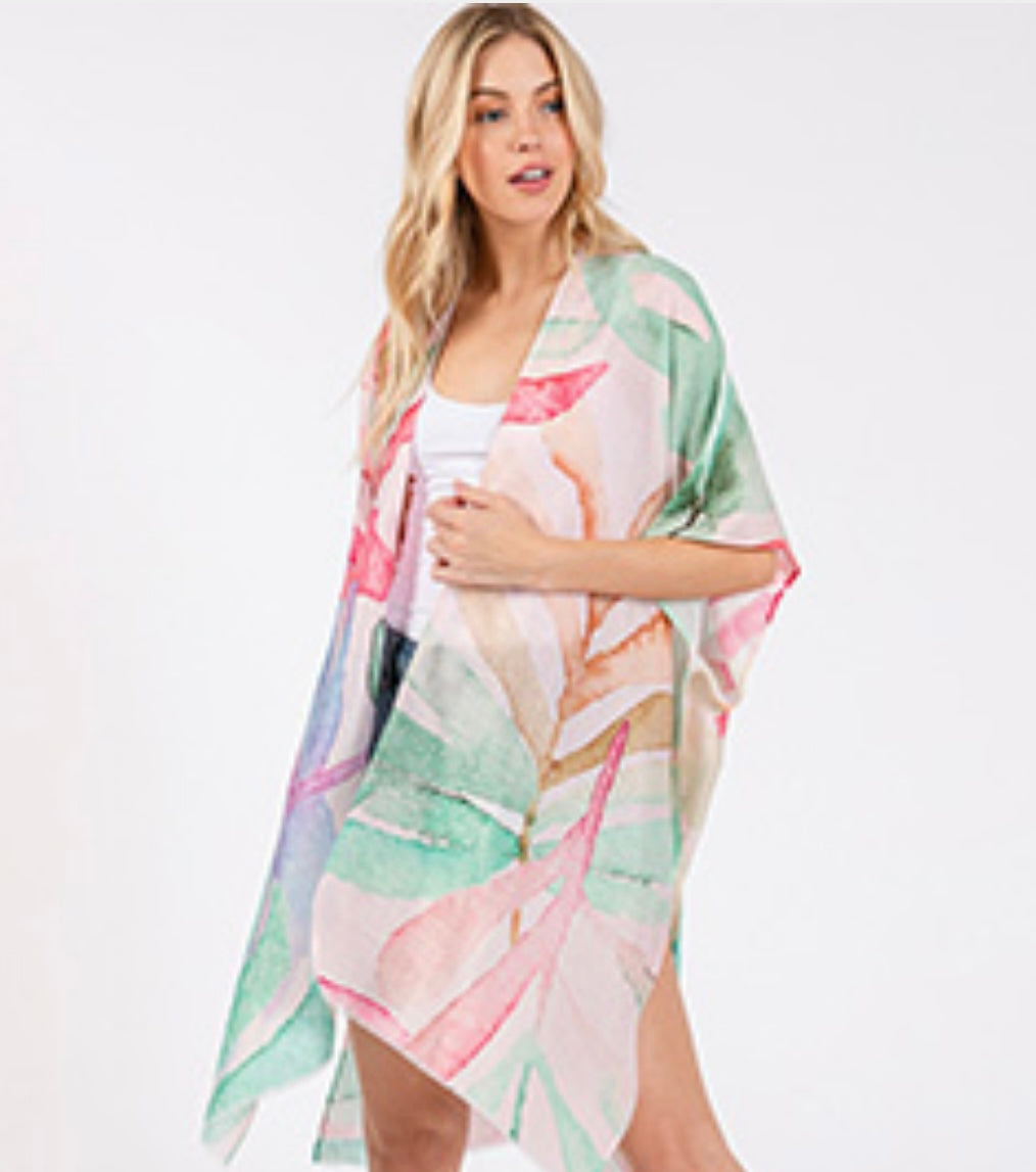 Watercolor Palm Kimono