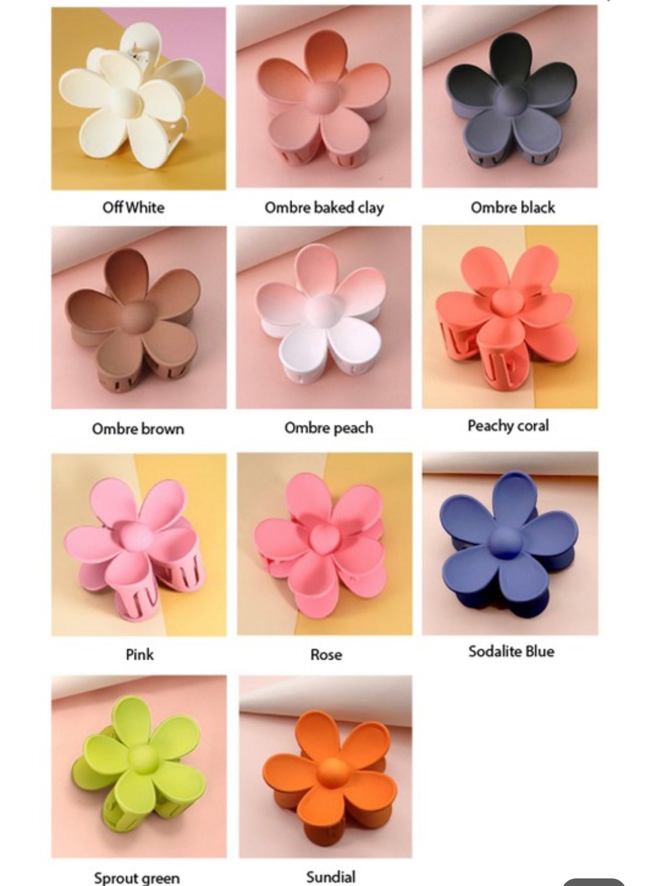 Oversized Matte Flower Claw Clips