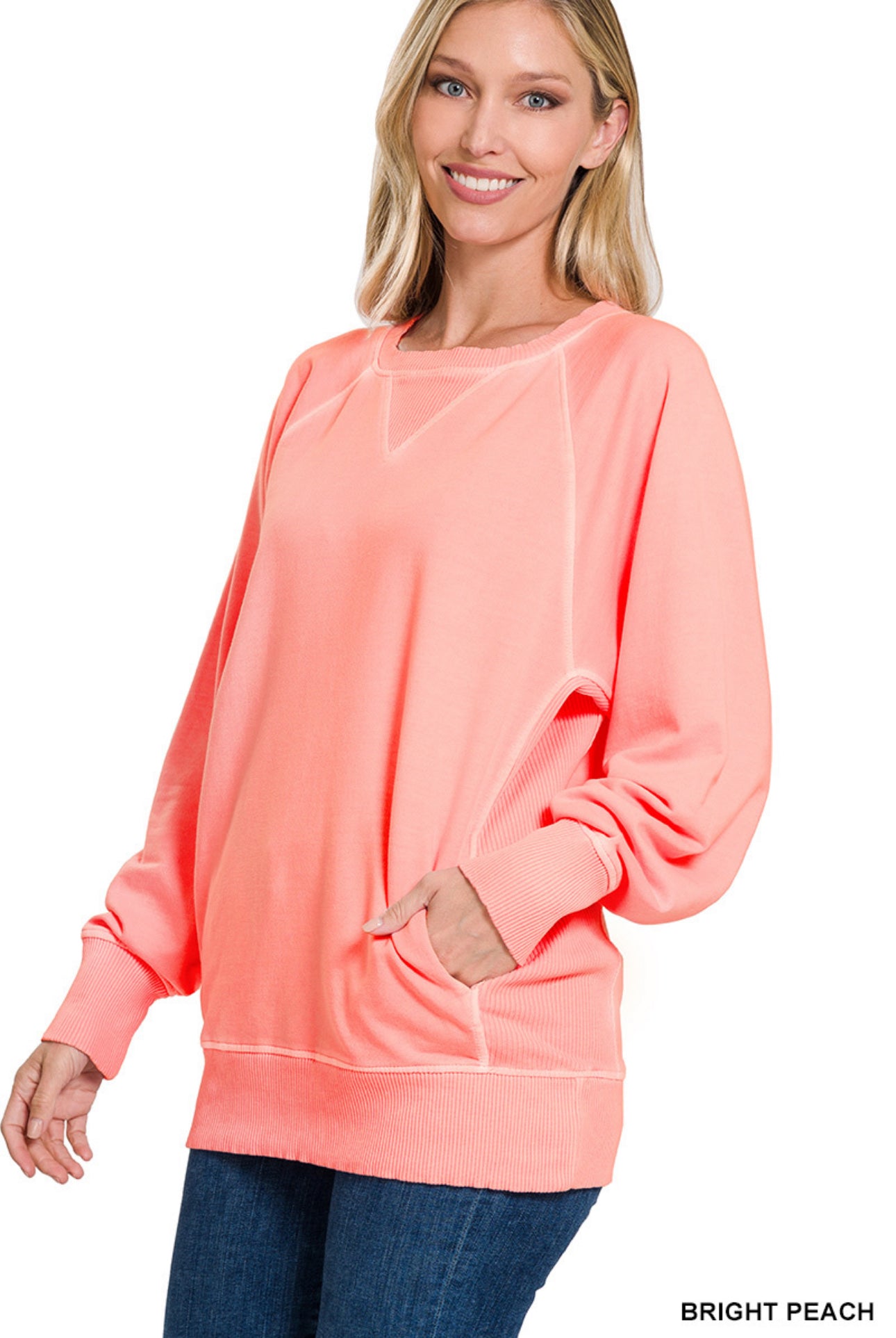Pigment Dyed French Terry Pullover With Pockets in