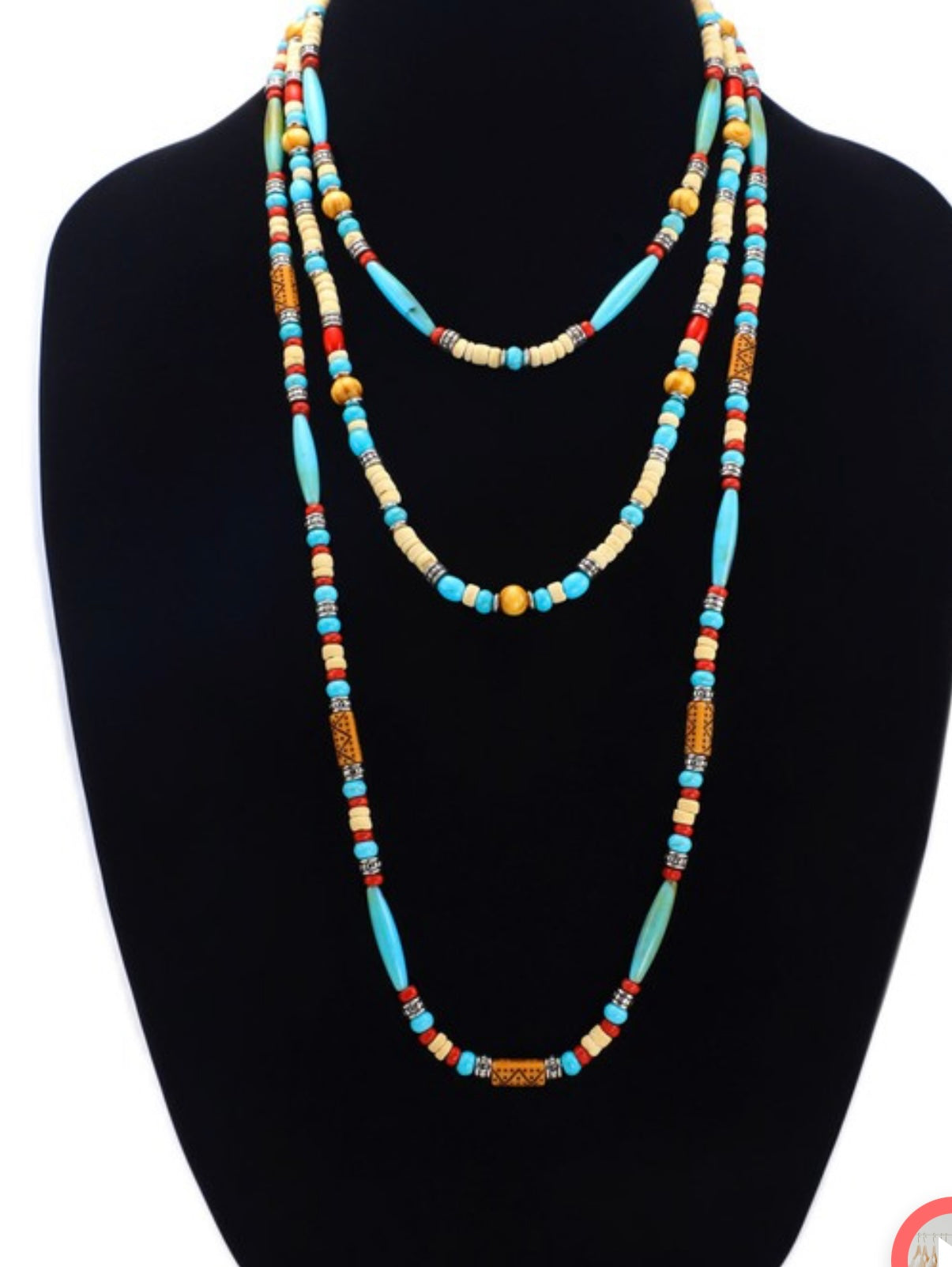 Three Strand Navajo Bead Necklace