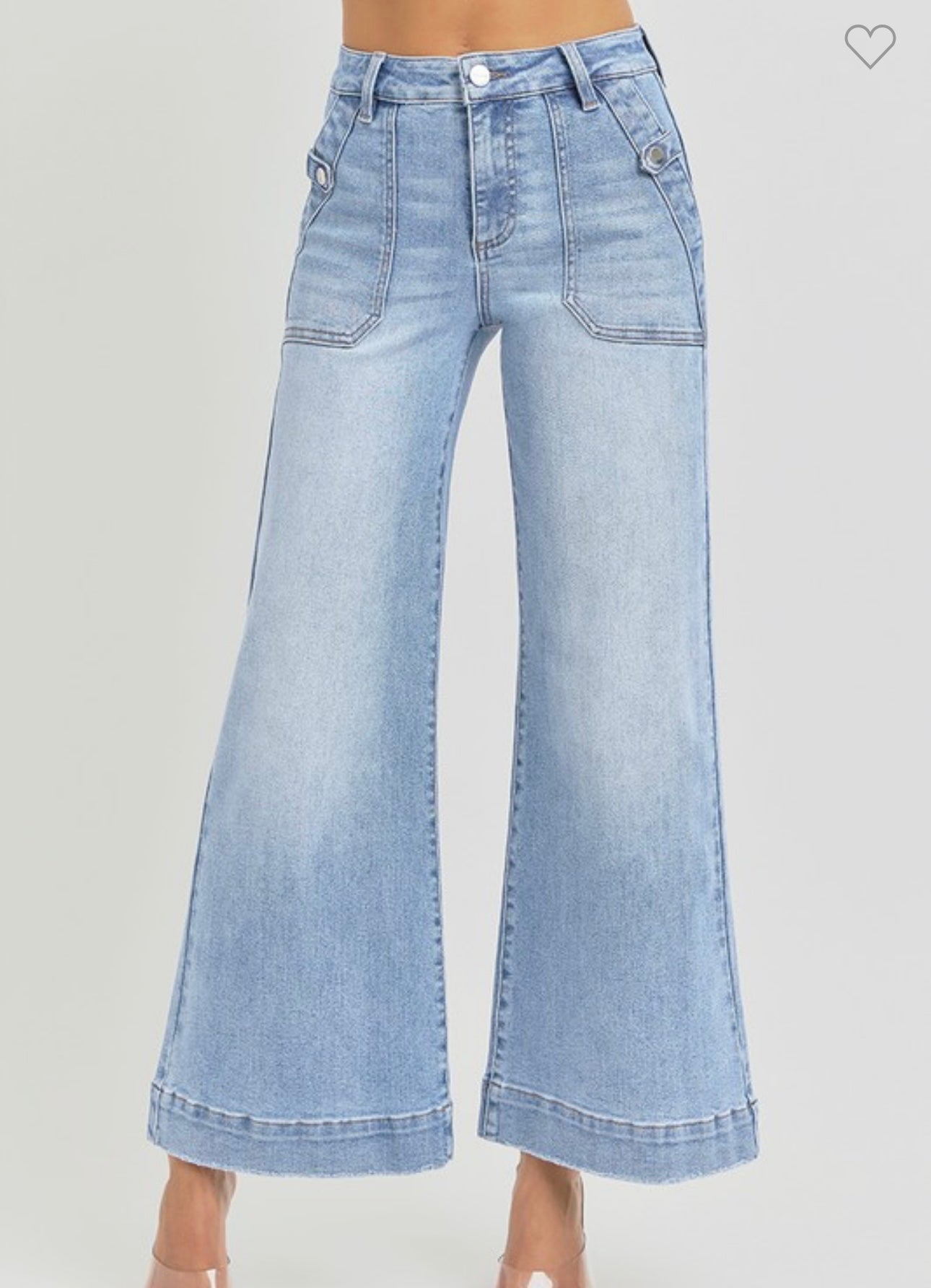 Risen HR Ankle Wide Leg Patch Jean