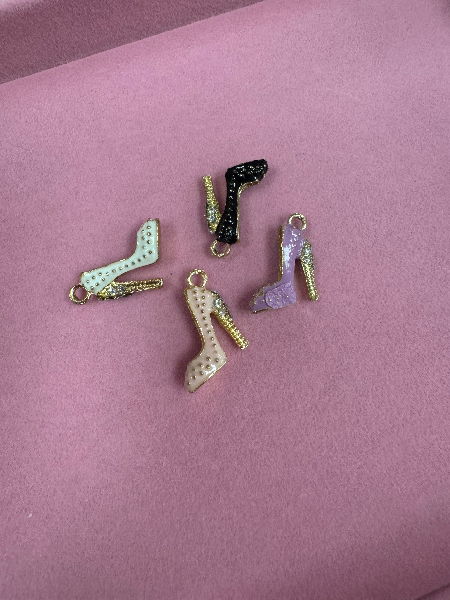 TCB Gold and Enamel Rhinestone High Heel Charm