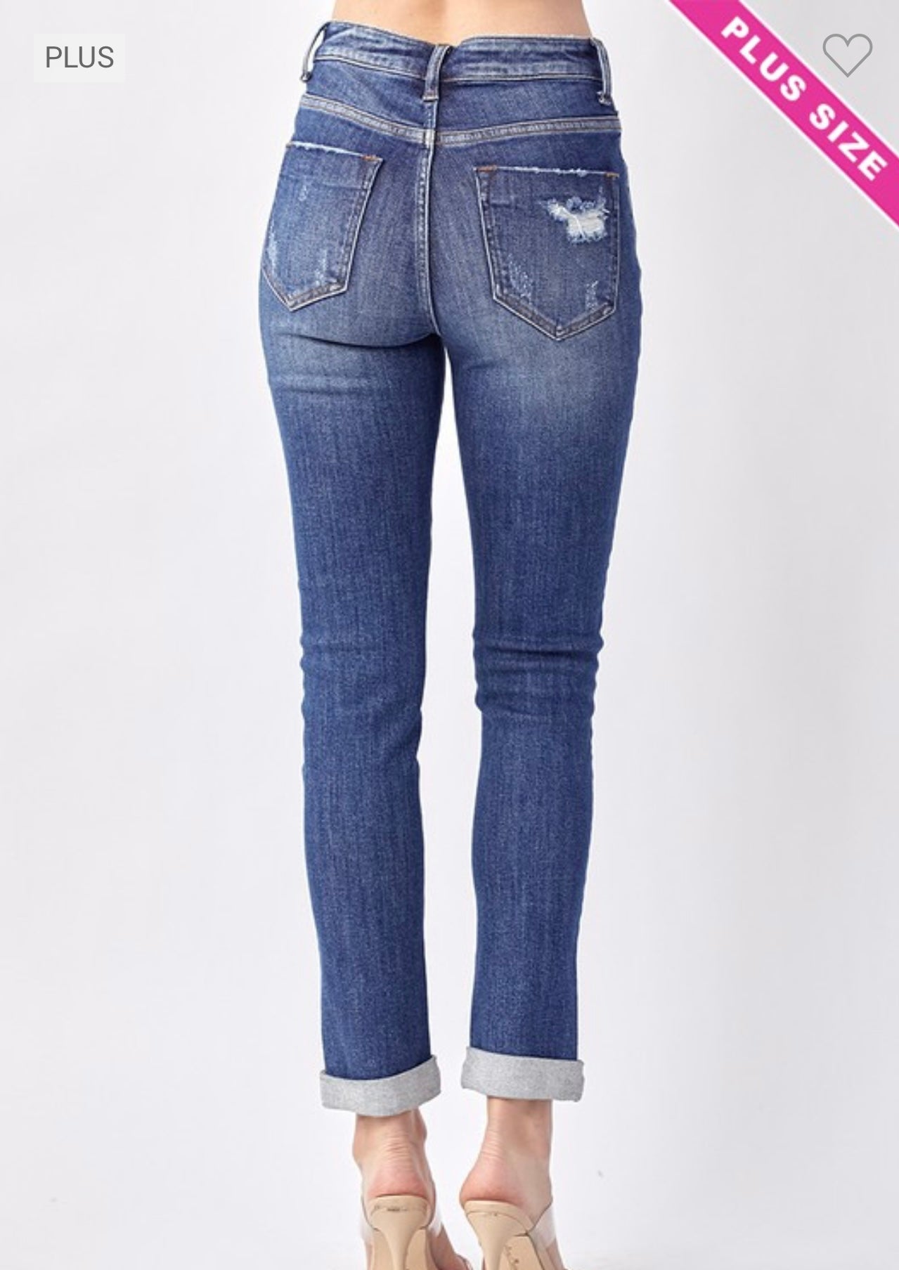 Risen Plus HR Button Fly Roll Up Skinny