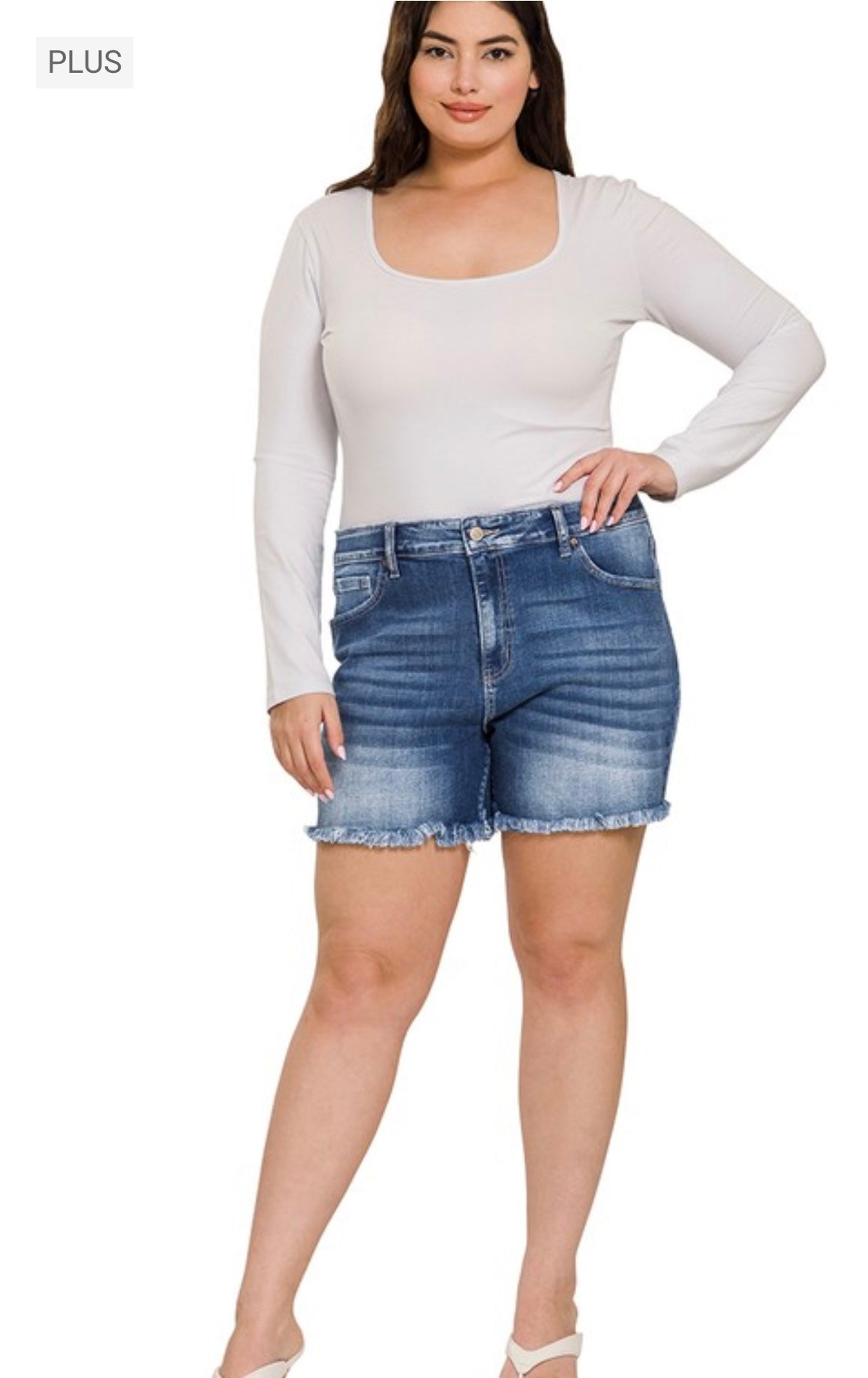 Plus Zenana Dark Denim Shorts