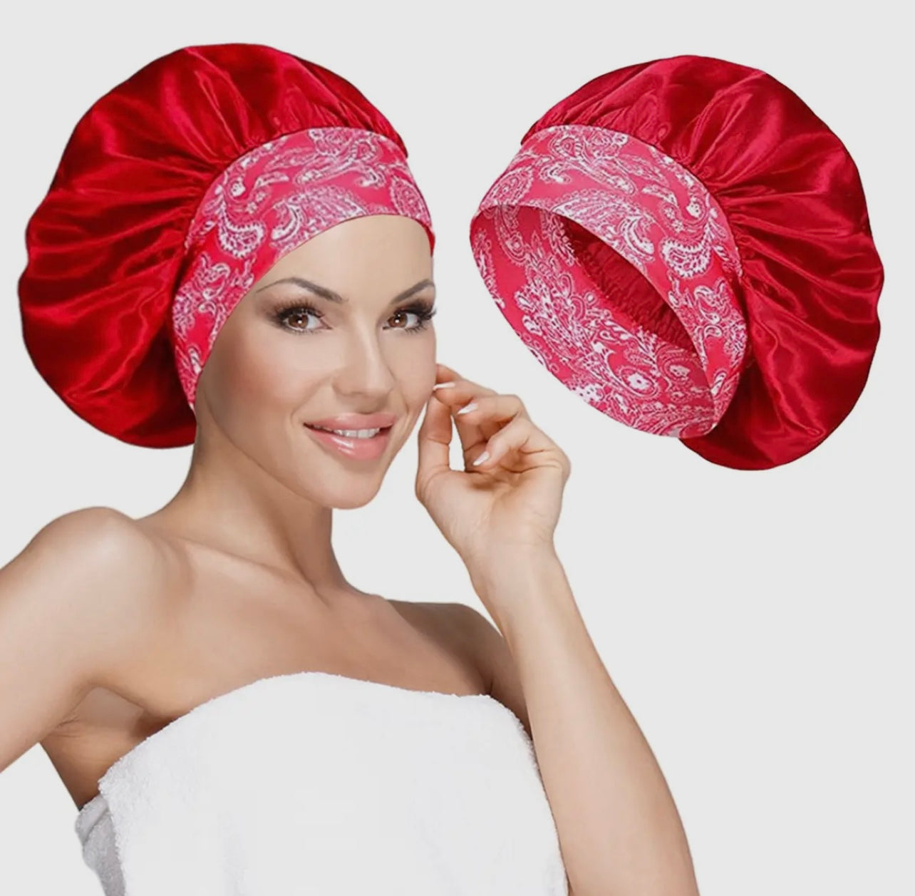 Wide Band Satin Bonnet Cap