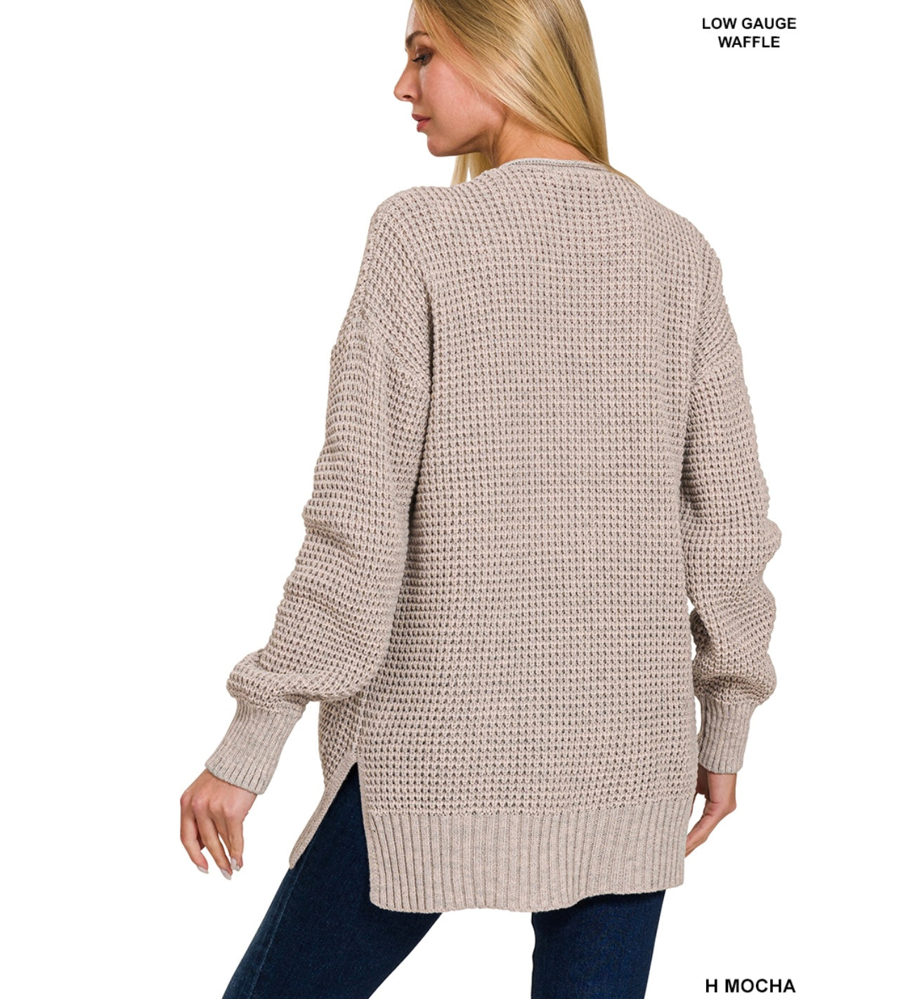 LOW GAUGE WAFFLE OPEN CARDIGAN SWEATER