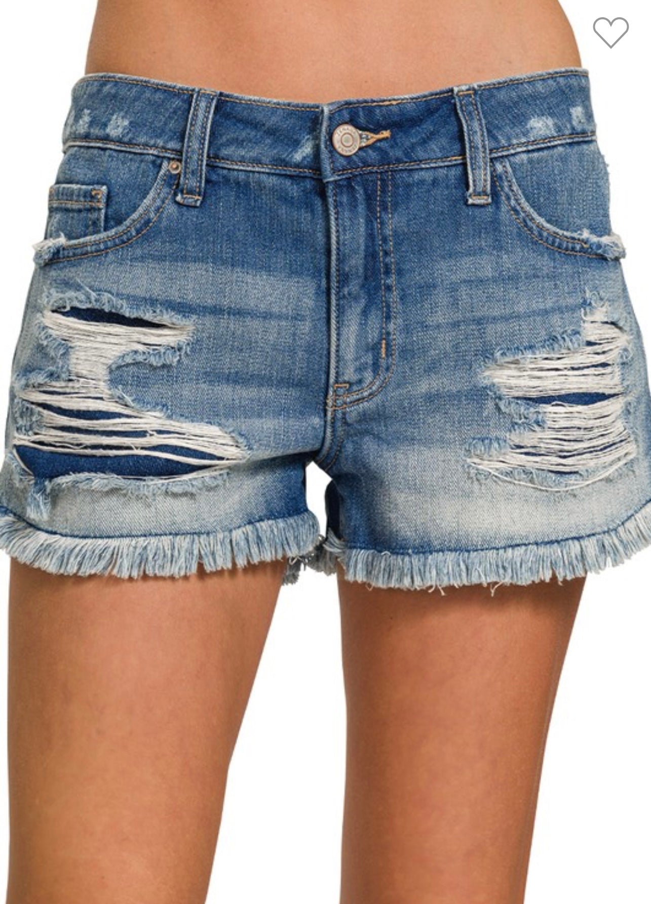 Zenana distressed denim shorts