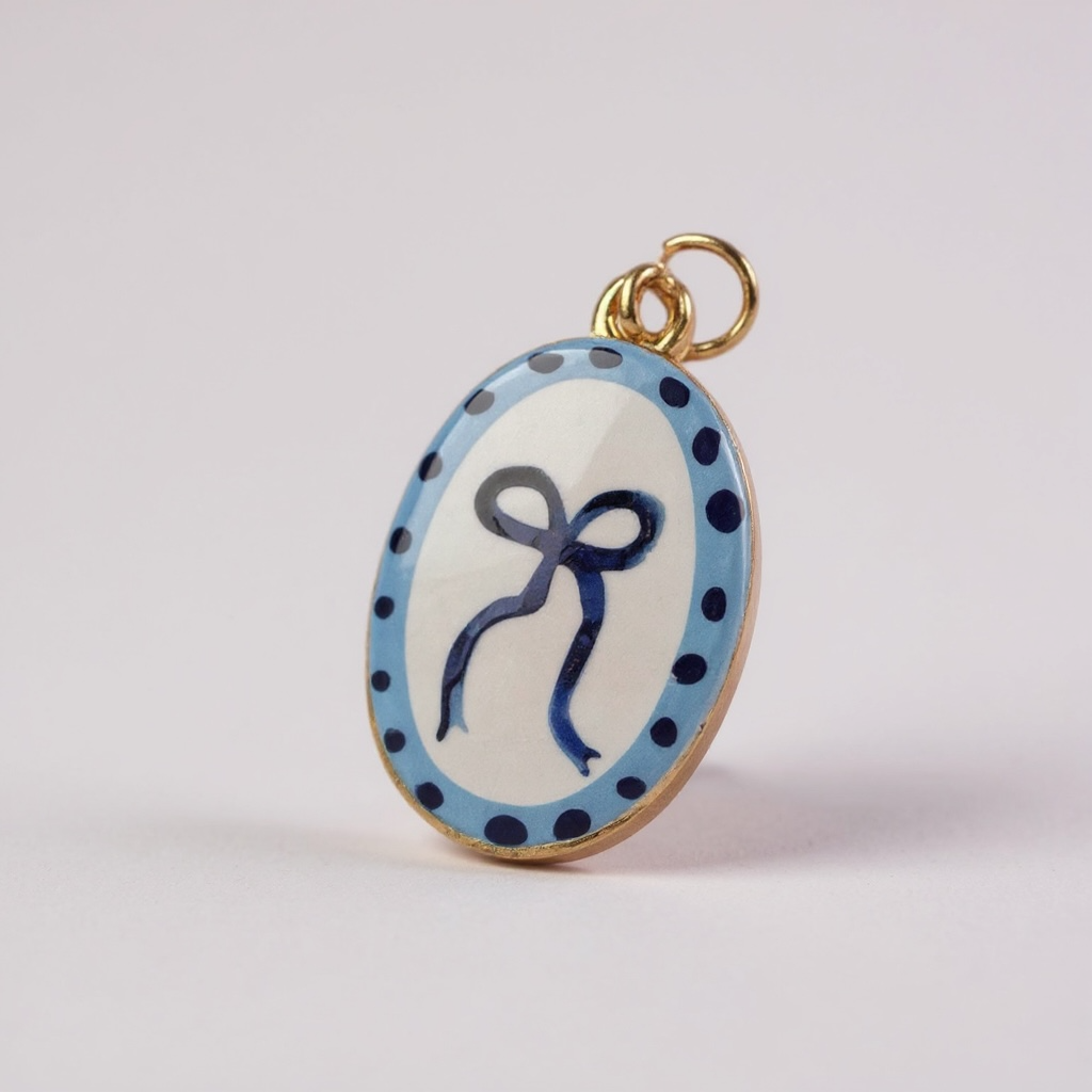 TCB Sweet & Cute Collection Blue Oval Bow Charm