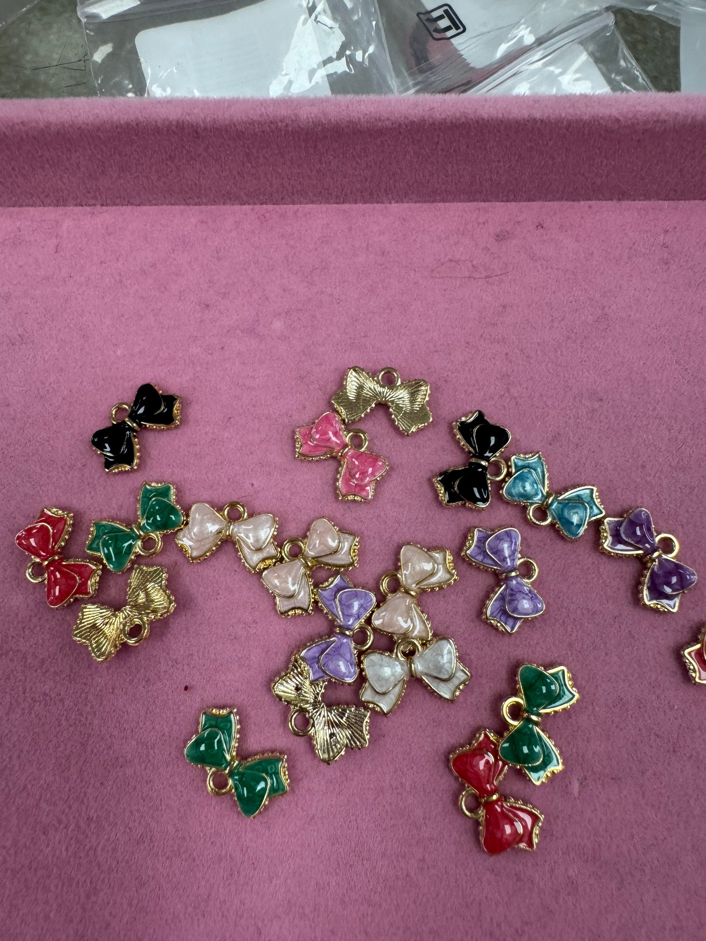 TCB Assorted Watercolor Gold Bows Charm