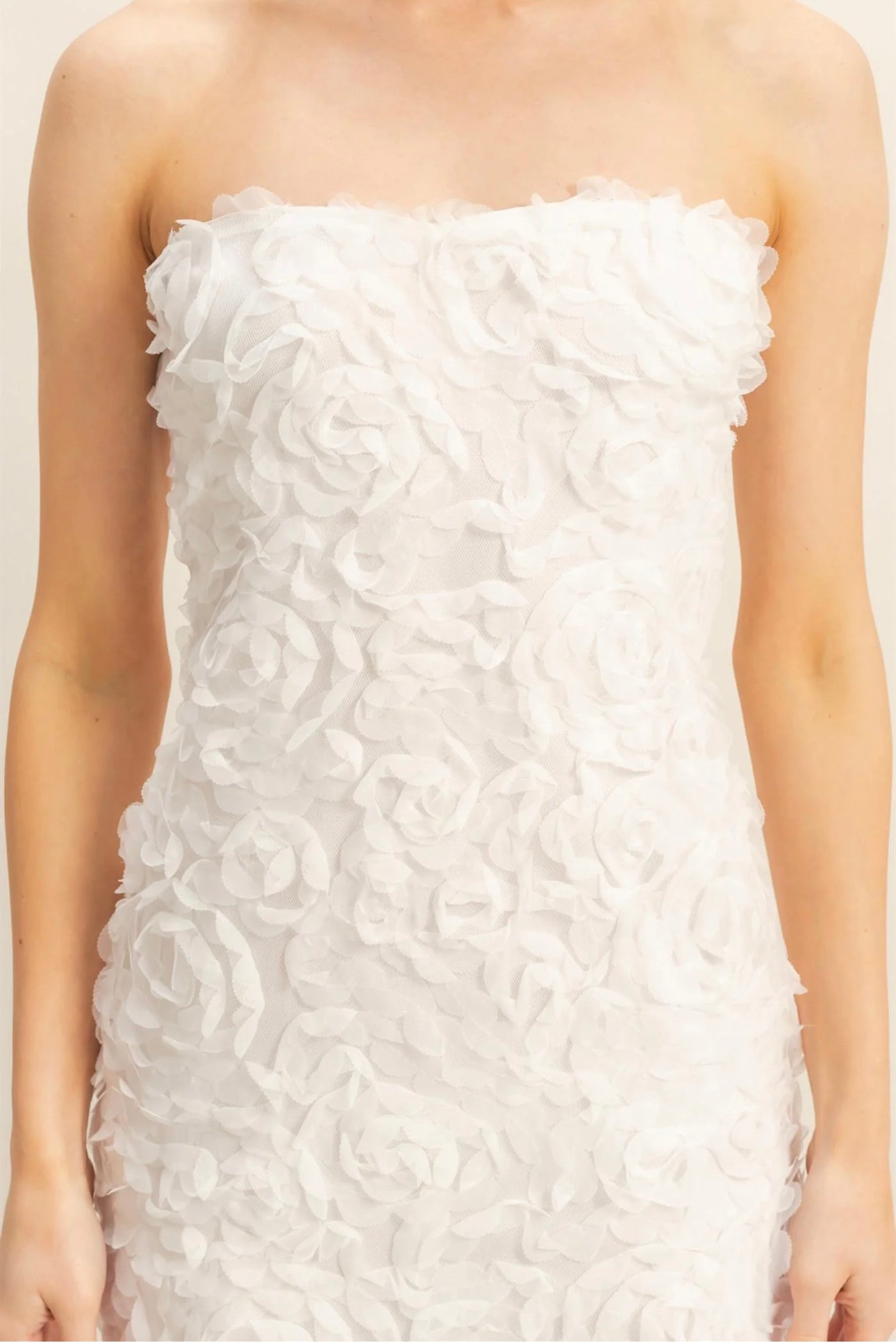 Rosette Strapless Bodycon Mini Dress