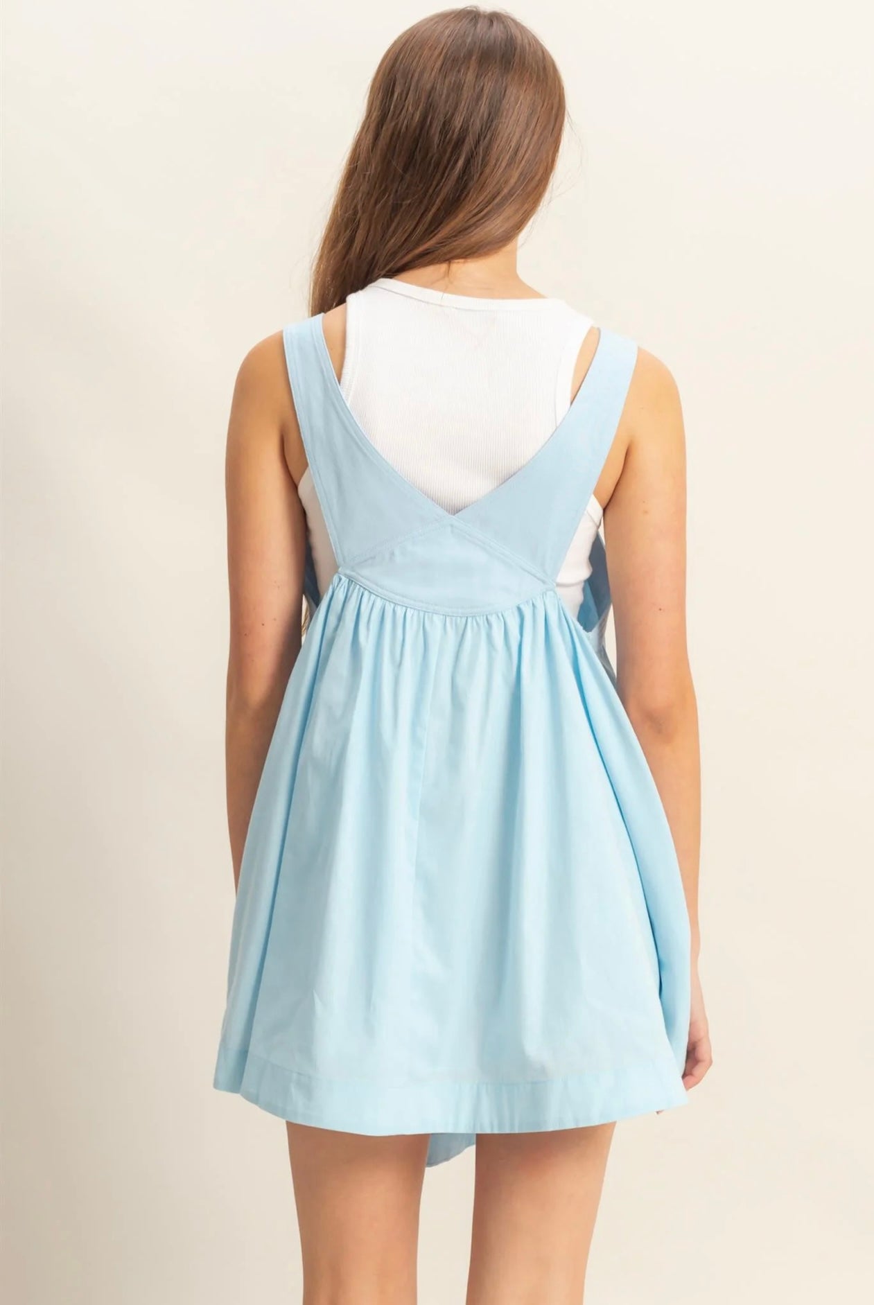 Gathered Detail Flowy Overall Mini Dress