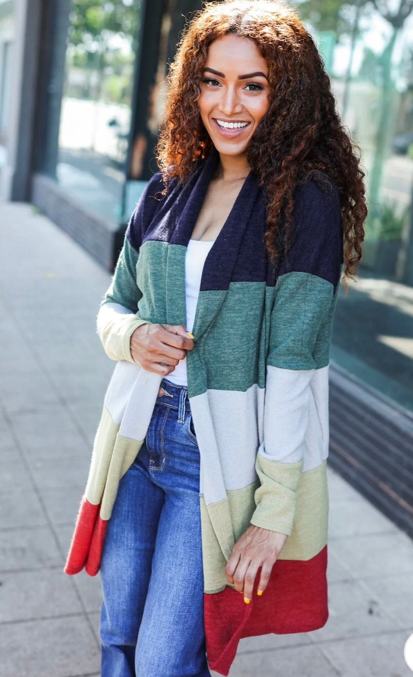 Multi Color Block Cardigan