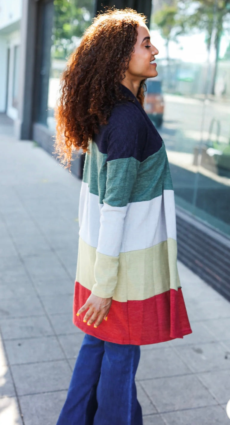 Multi Color Block Cardigan