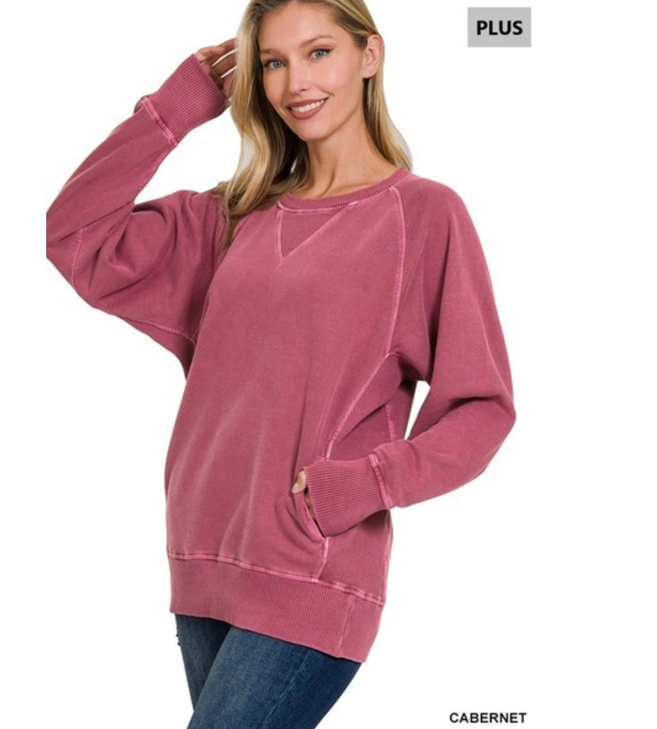Plus Pigment Dyed French Terry Pullover