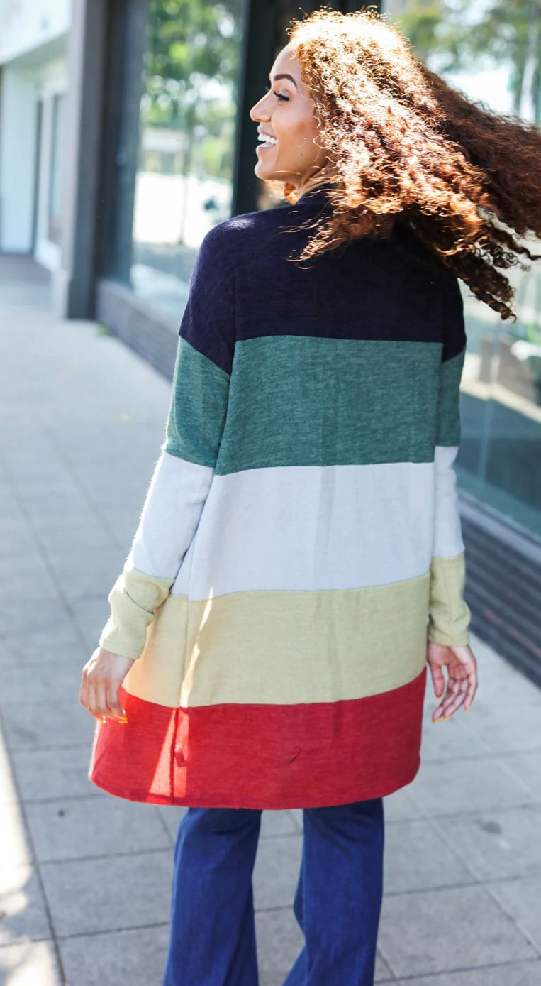 Multi Color Block Cardigan