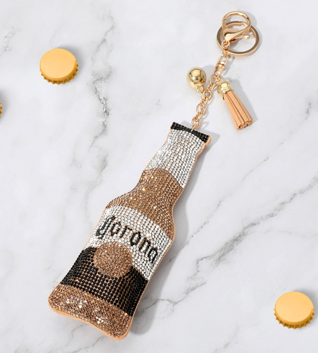 Bling Studded Bottle Tassel Bag Charms