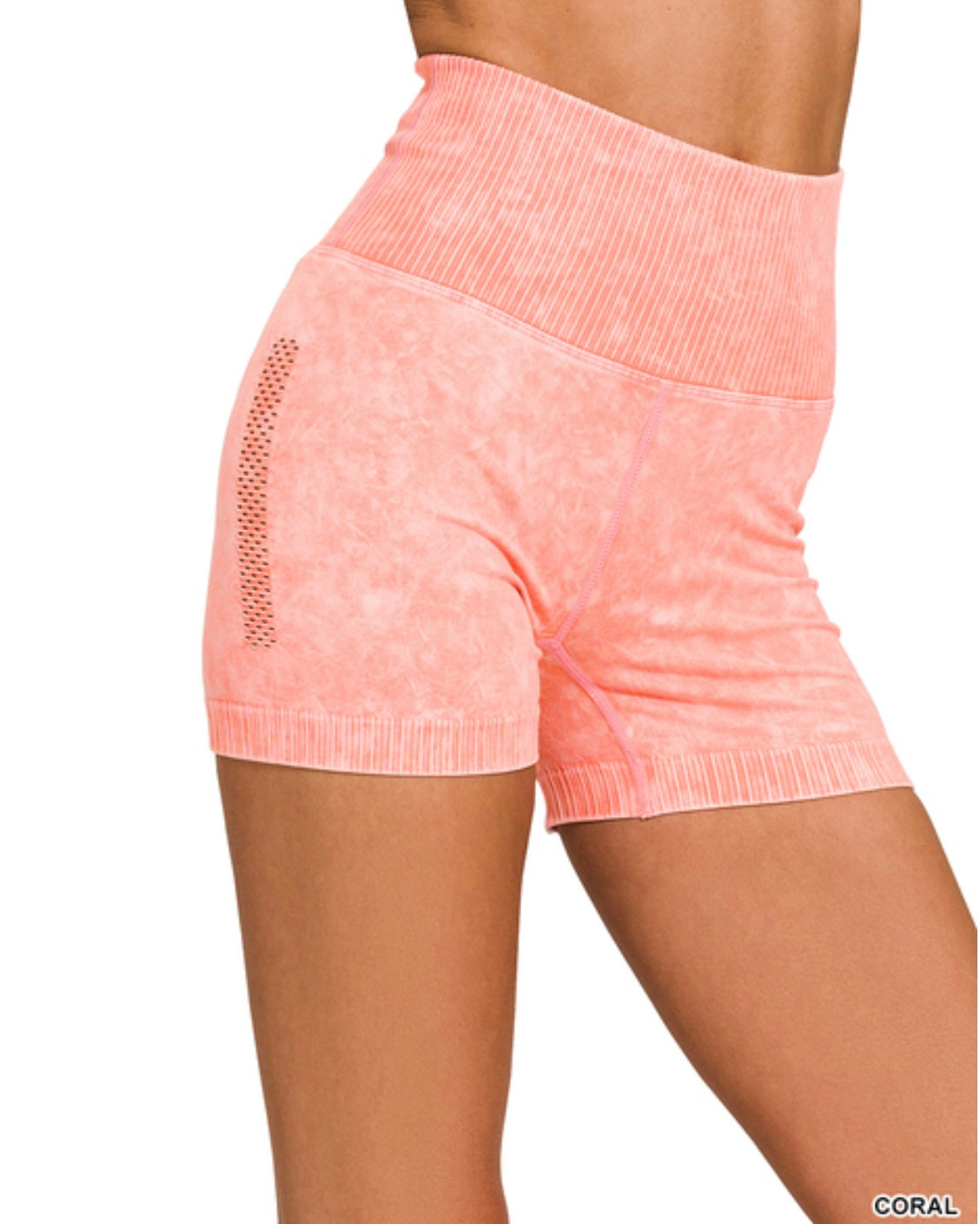 Stone Washed High Waisted Shorts