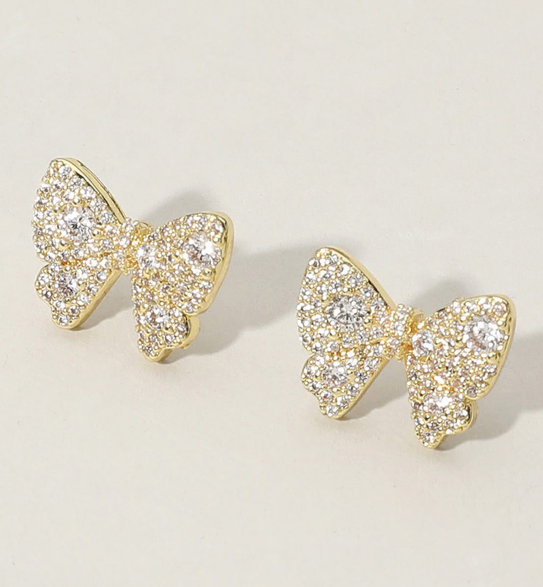 CZ Stone Paved Bow Stud Earrings