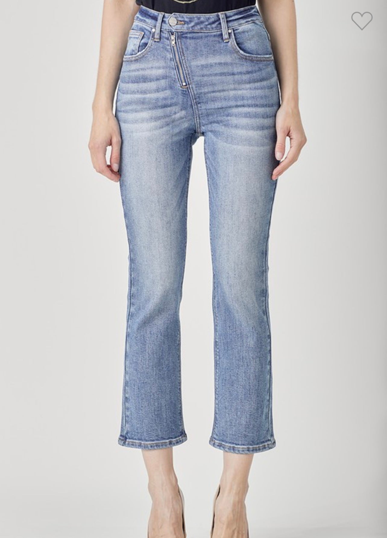 Risen HR Crossover Zipper Straight Jeans
