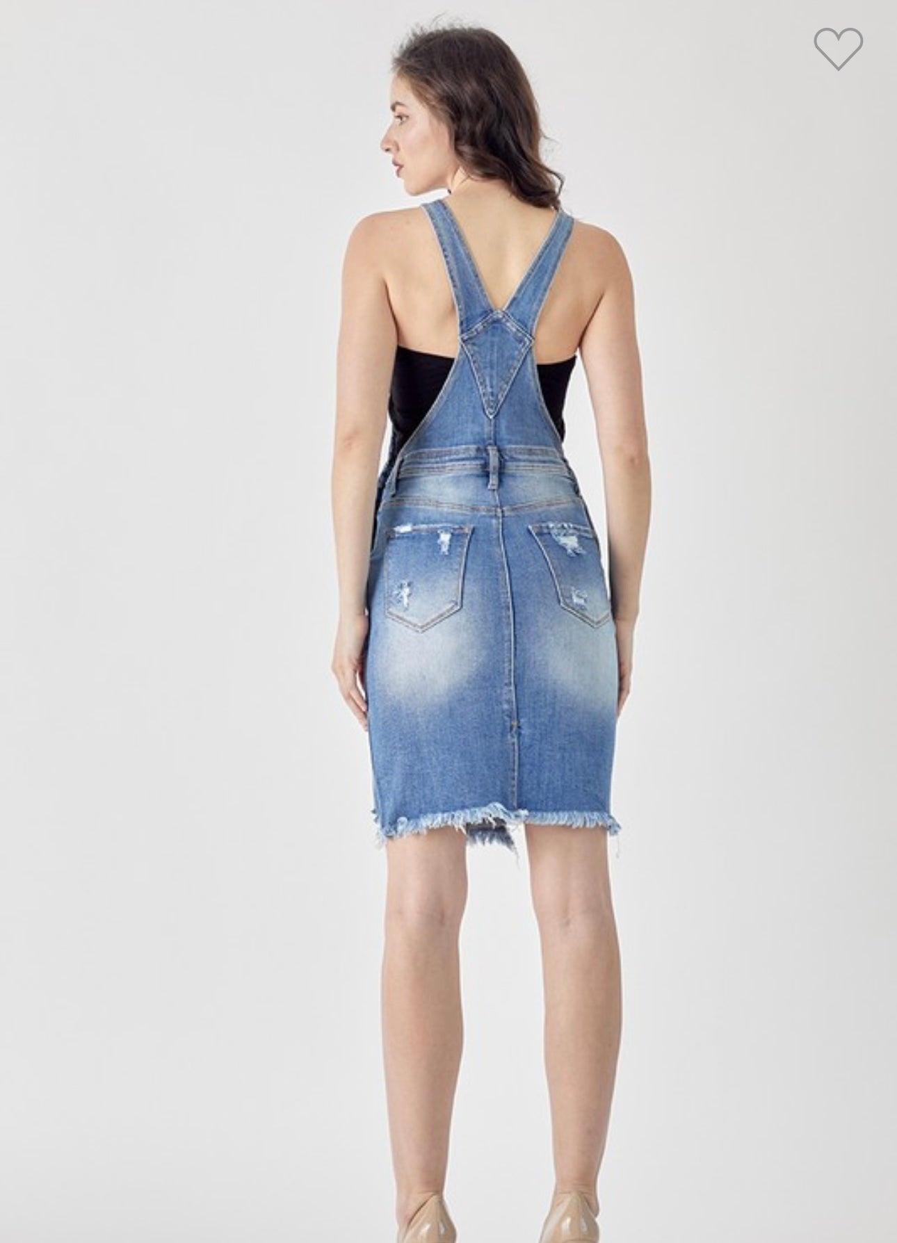Risen Midi Denim Distressed Skirtalls