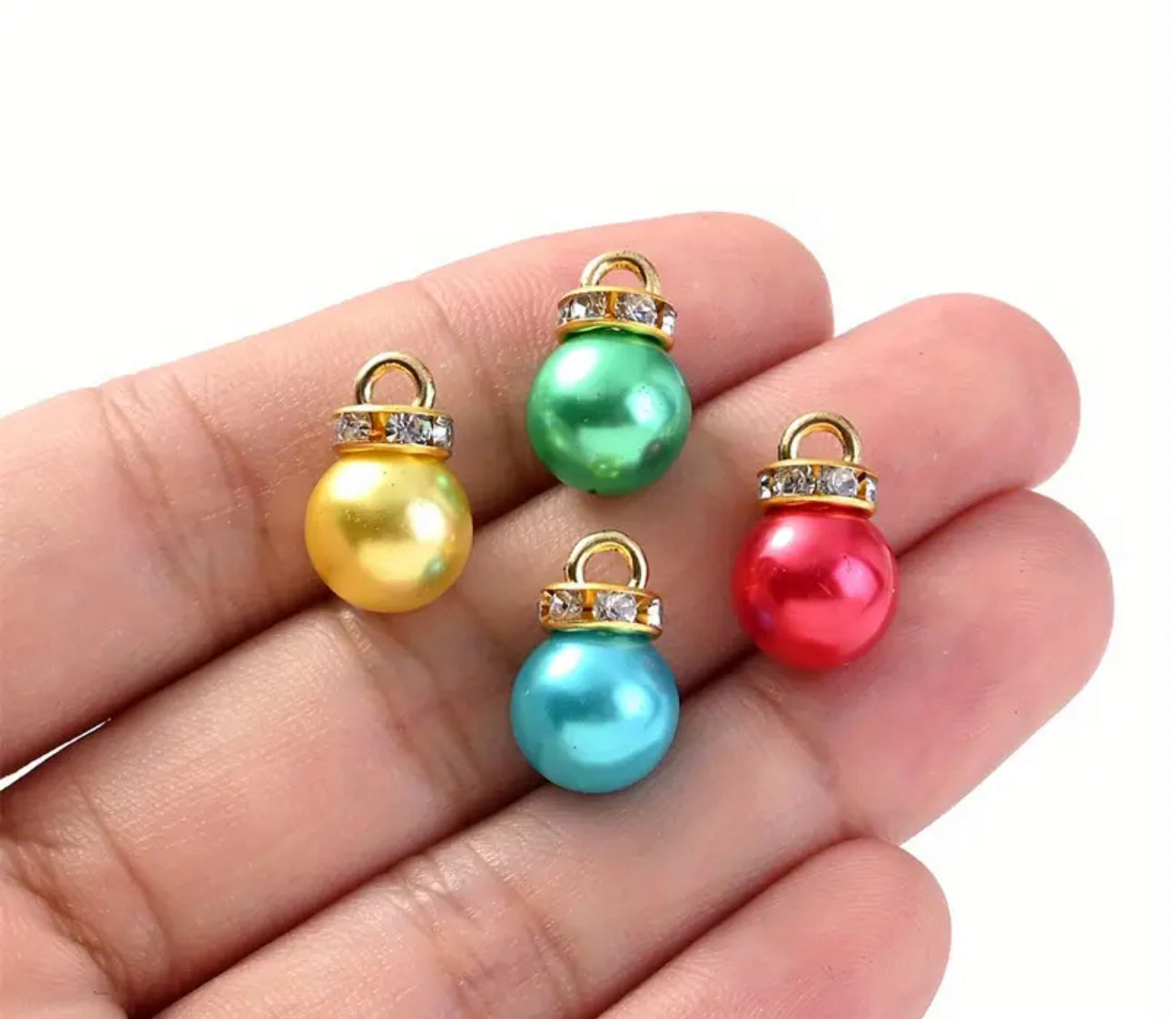 TCB Gold Assorted Ball and Rhinestone Collared Charm