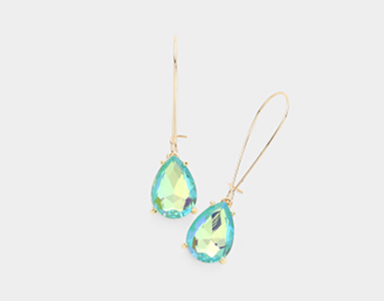 Teardrop Stone Dangle Evening Earrings
