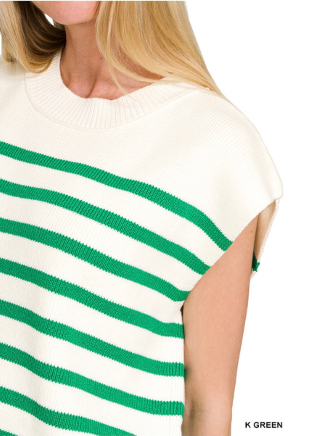 OVERSIZED CREW NECK STRIPE SWEATED VEST
