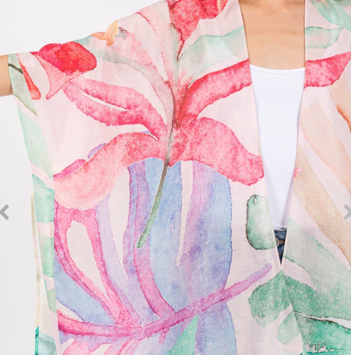 Watercolor Leaves Print Kimono