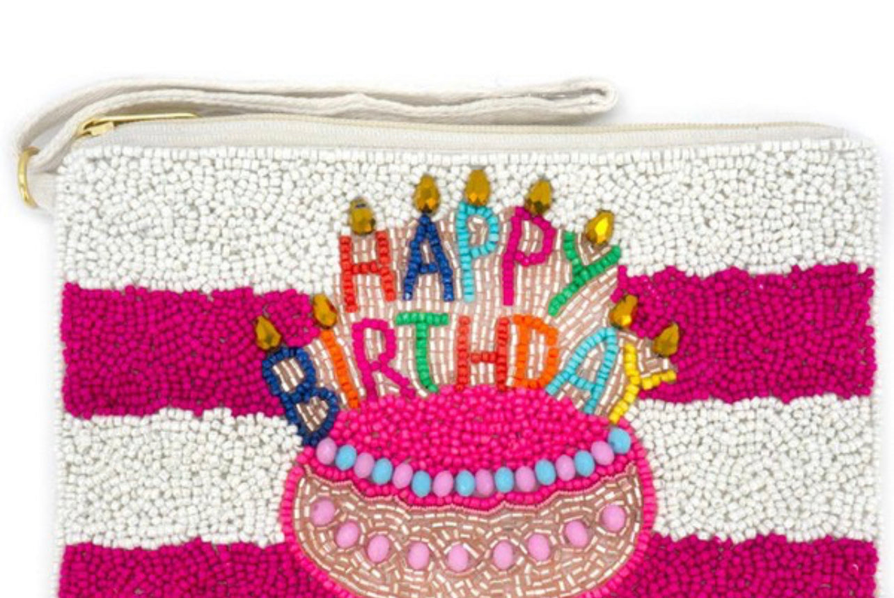 Birthday Stripe Seed Bead Wallet