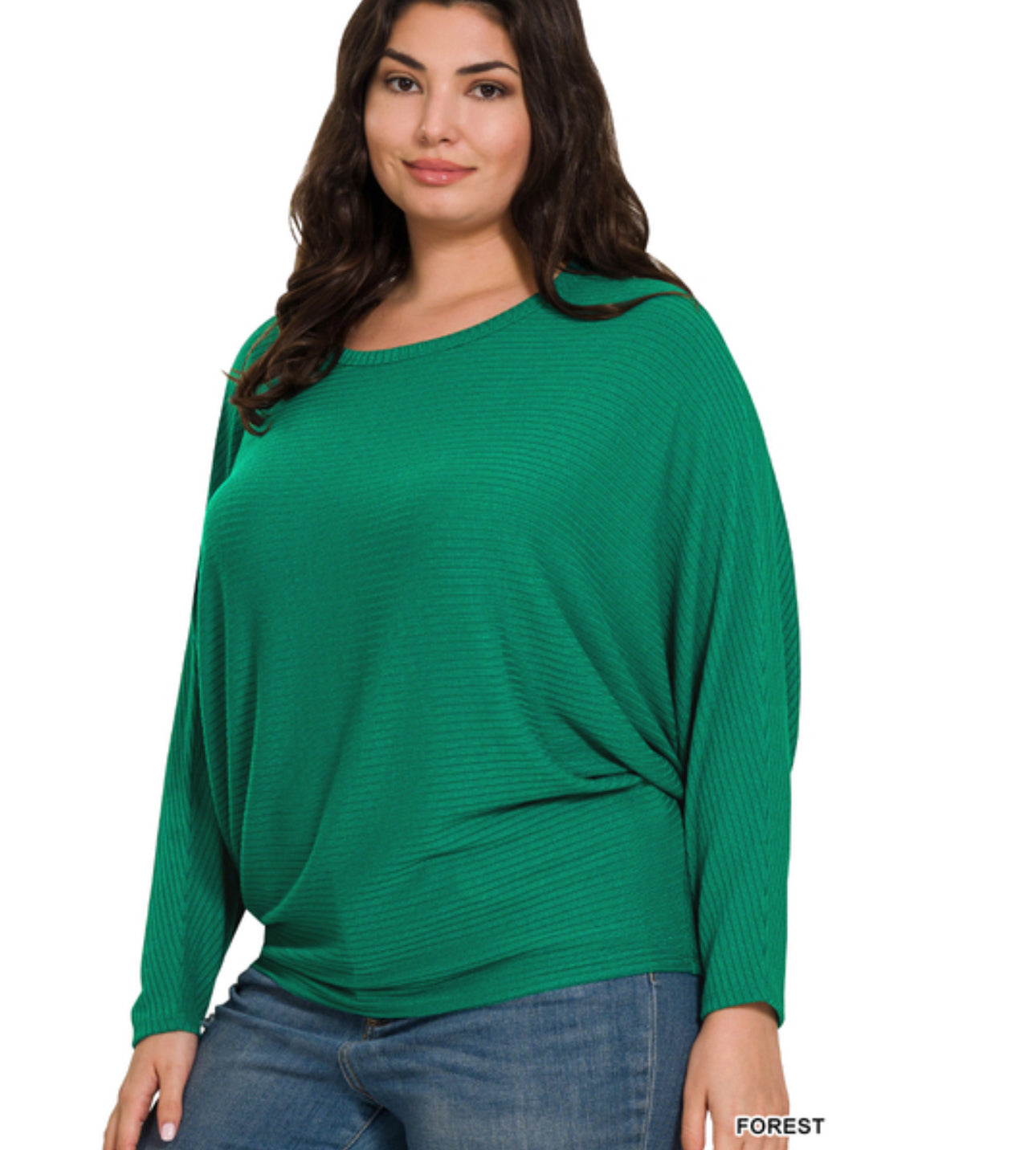 Plus Ribbed Batwing Top
