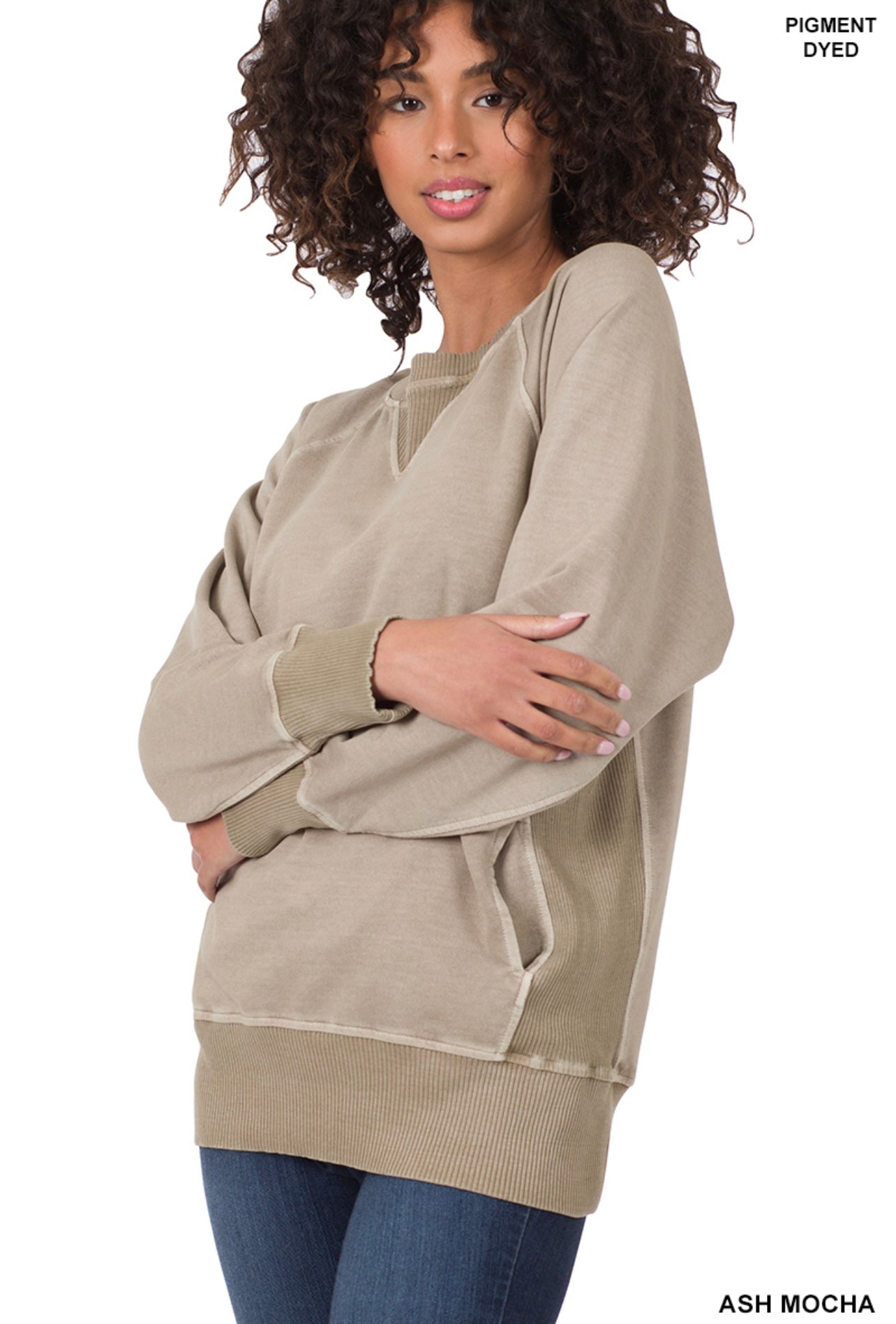 Pigment Dyed French Terry Pullover With Pockets in