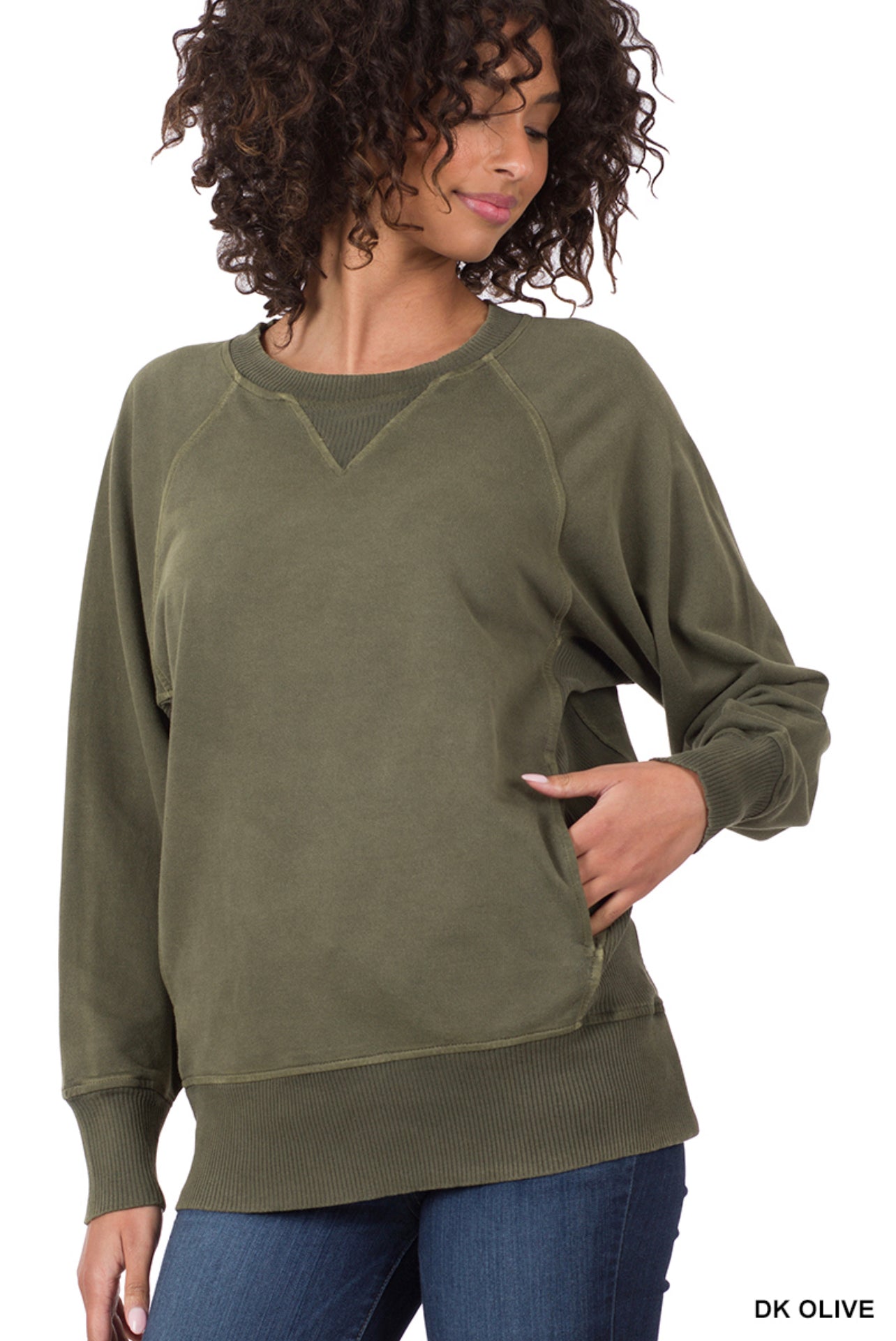 Pigment Dyed French Terry Pullover With Pockets in