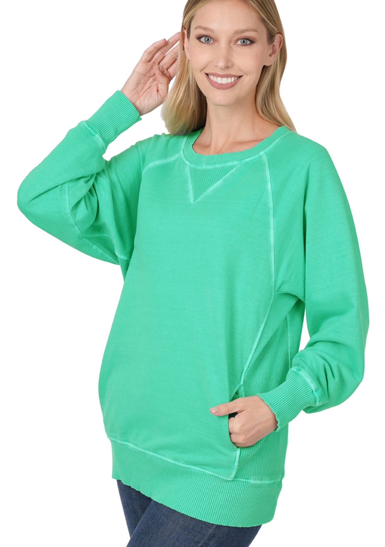 Pigment Dyed French Terry Pullover With Pockets in