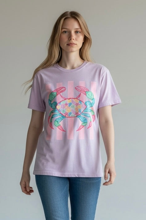 Seashell Crab Shirt: Lavender