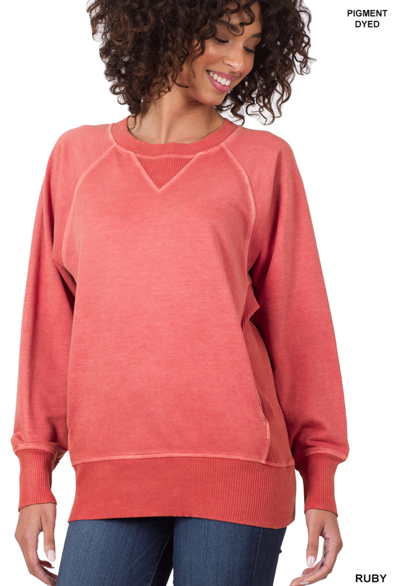 Pigment Dyed French Terry Pullover With Pockets in