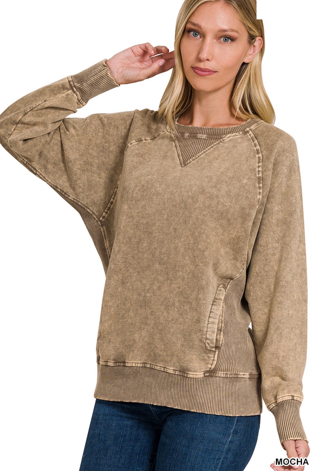 Acid Washed French Terry Pullover