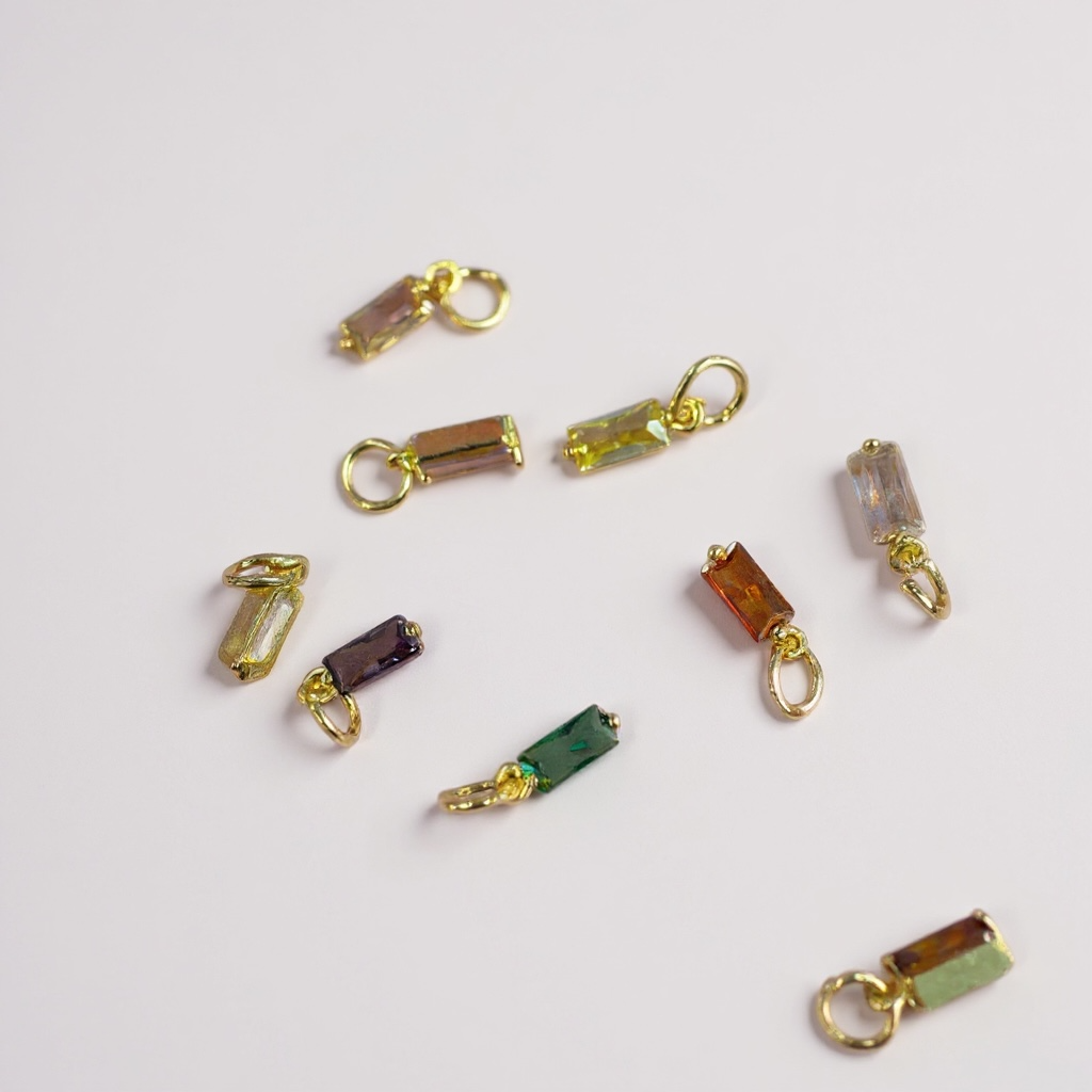 TCB Small Rectangle Gem Stone Charm