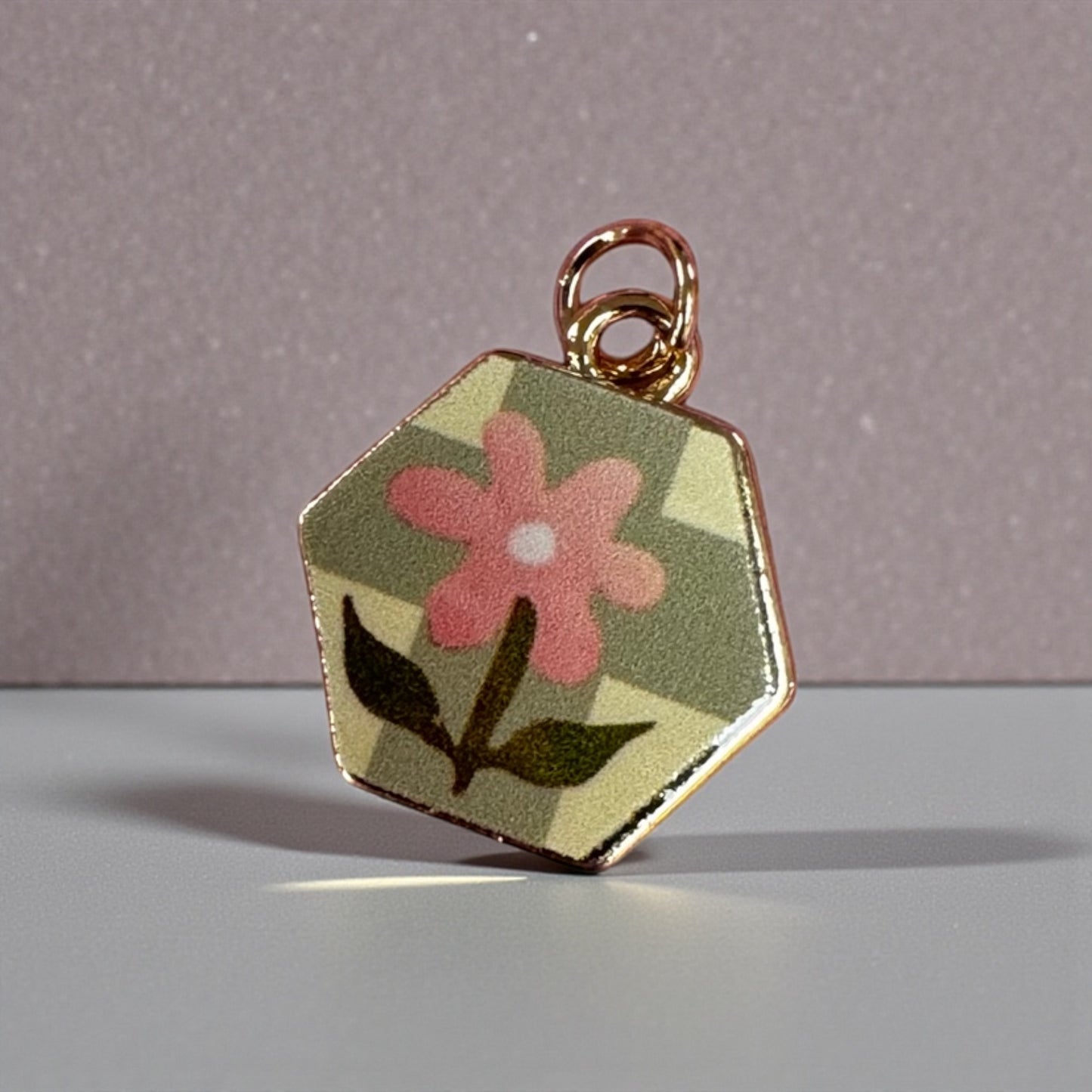 TCB Octagon Pink Flower Charm Sweet and Cute Collection