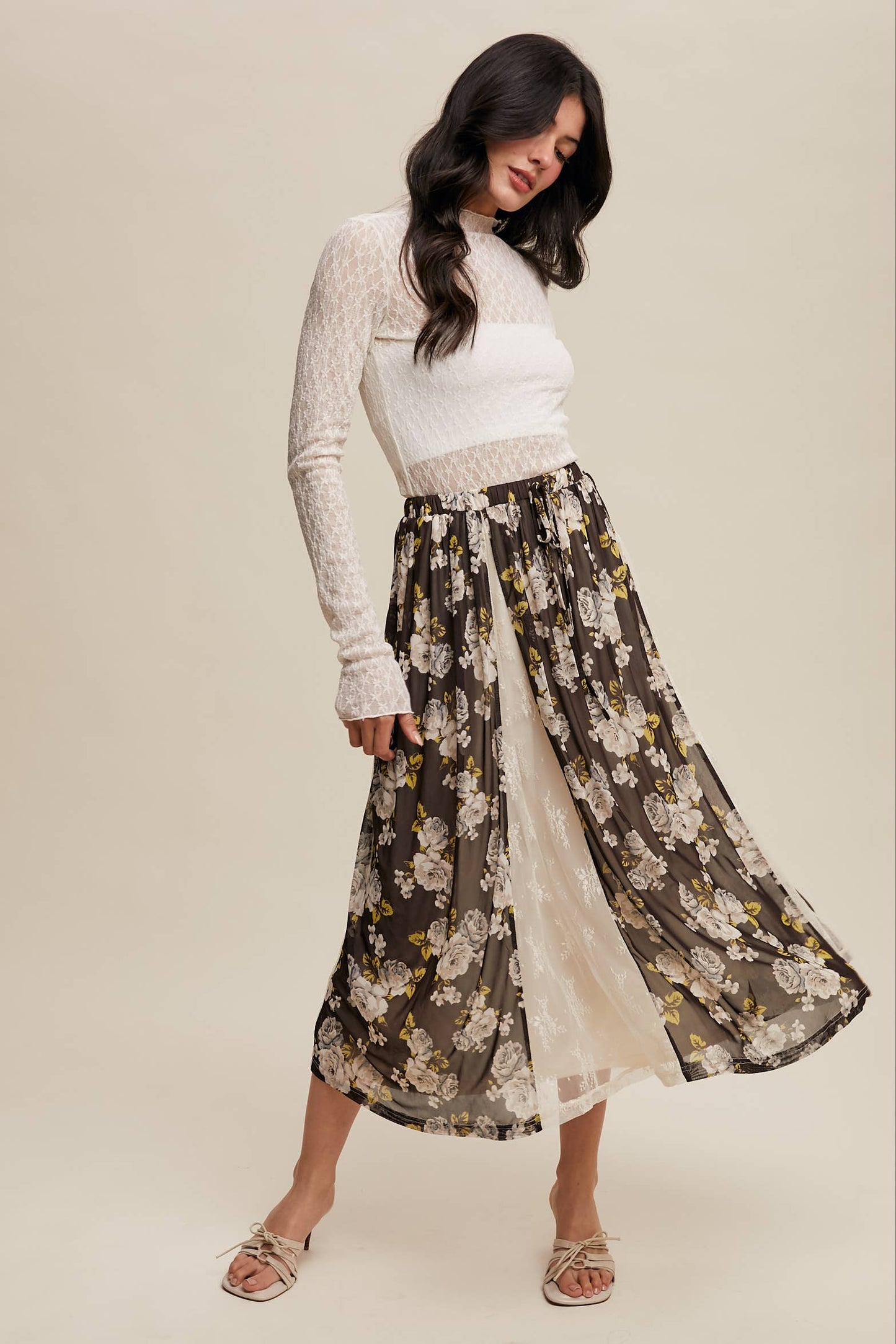 Lace Sheer High-Neck Layering Top
