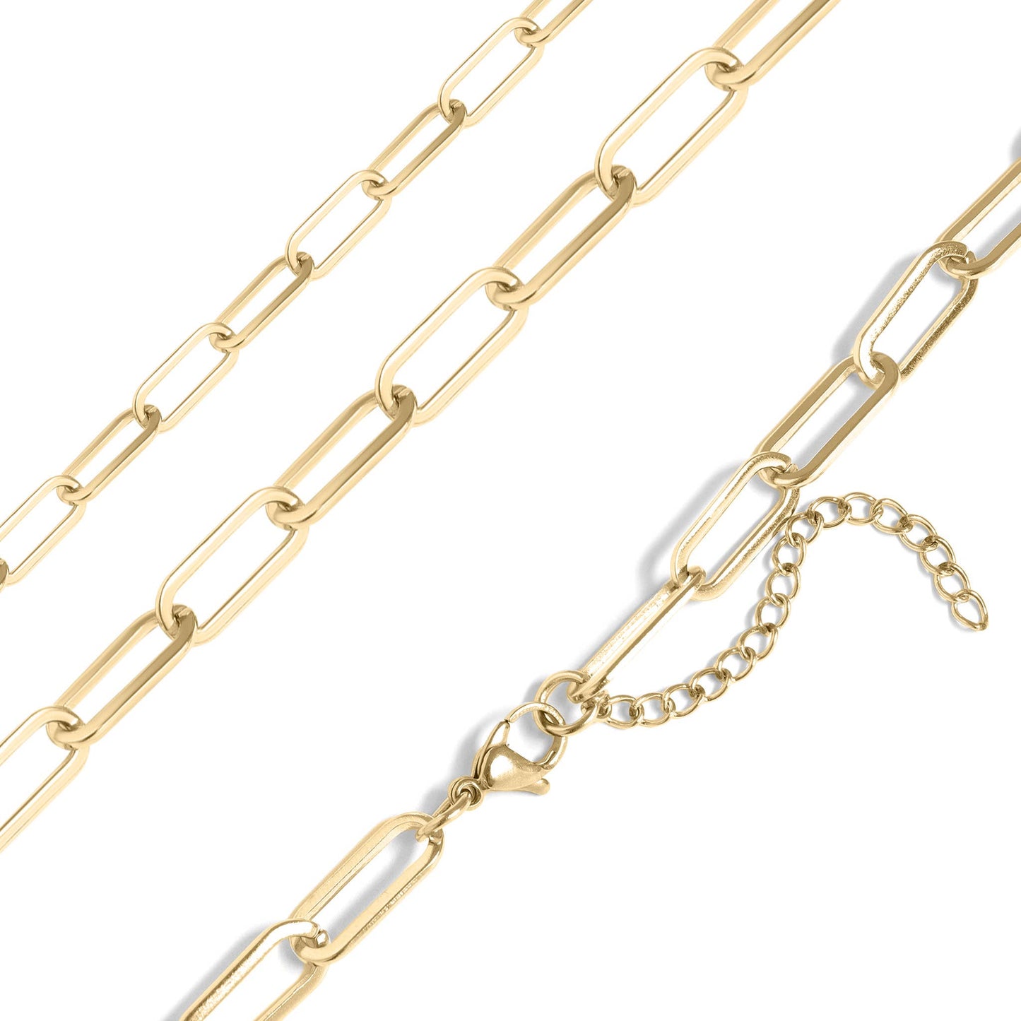 18K Gold Paperclip Chain Necklace: 16+02" / 4mm